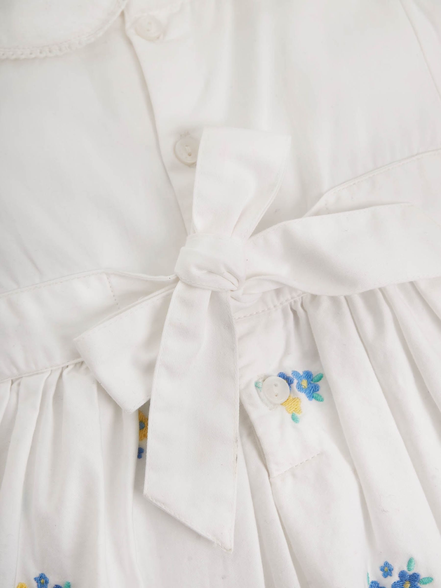 White Girls' Peter Pan Collar Embroidered Party Dress - Image 10 of 10