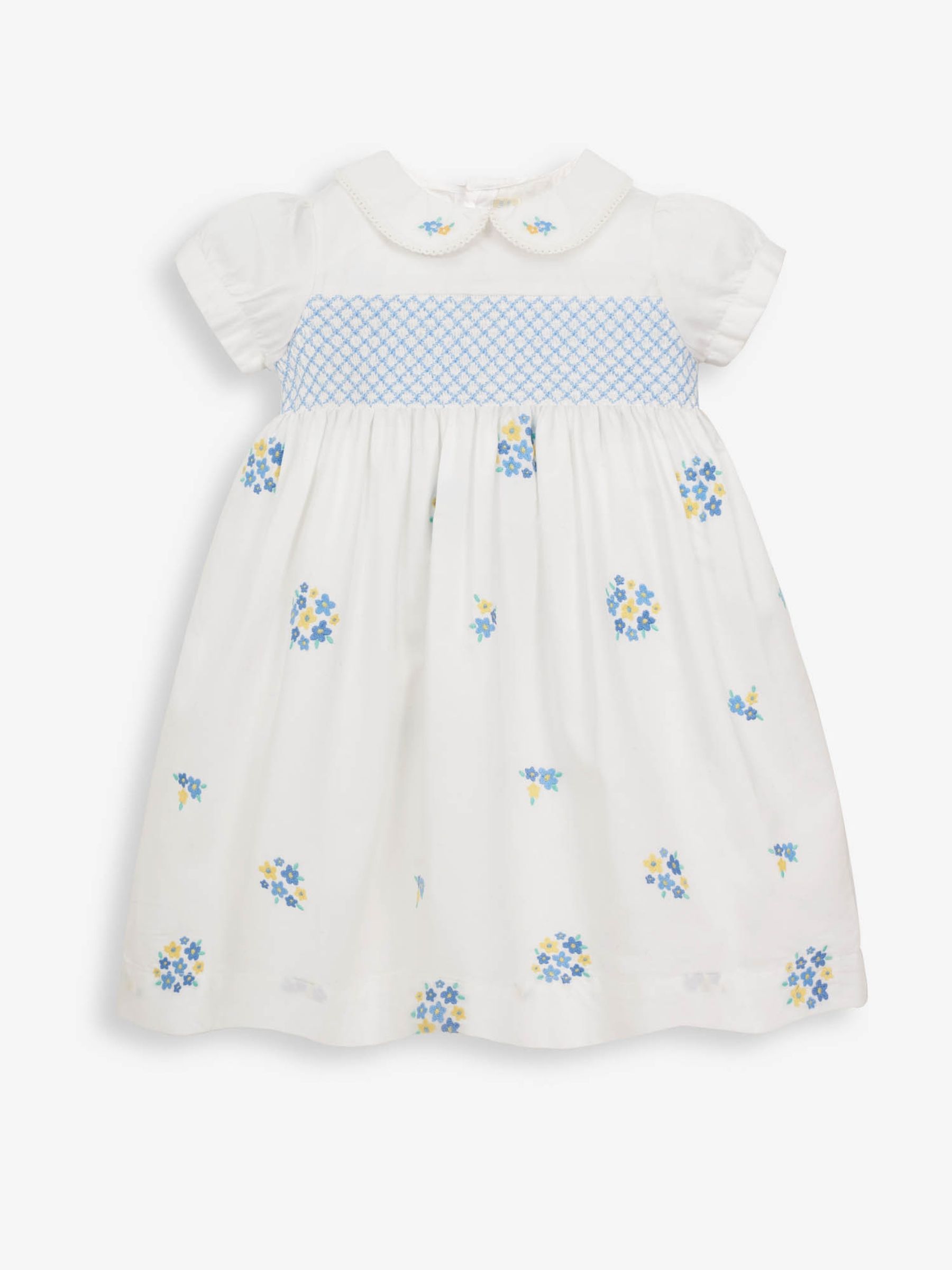 White Girls' Peter Pan Collar Embroidered Party Dress - Image 4 of 10