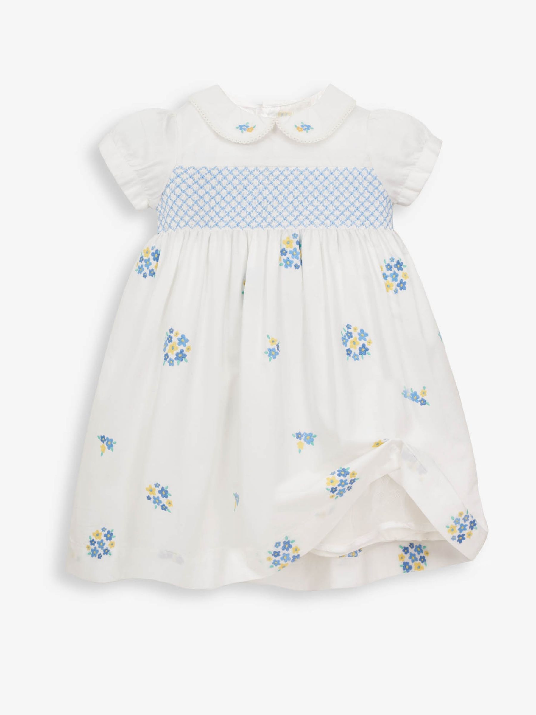White Girls' Peter Pan Collar Embroidered Party Dress - Image 5 of 10