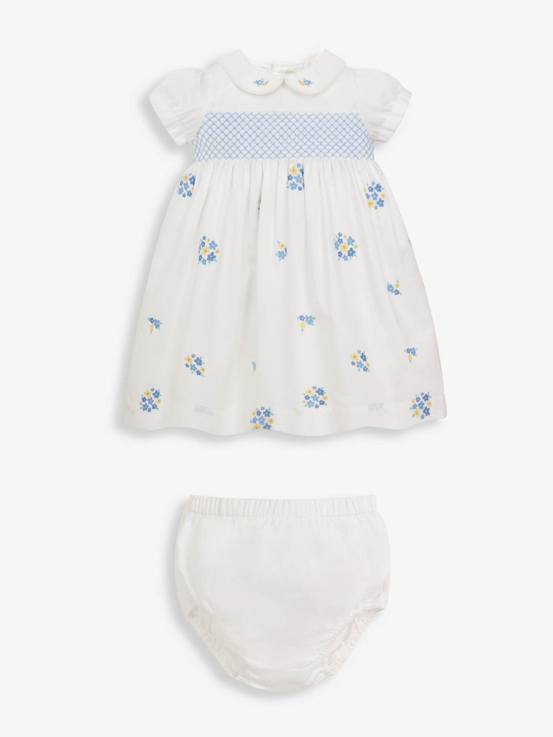 White Girls' Peter Pan Collar Embroidered Party Dress - Image 7 of 10