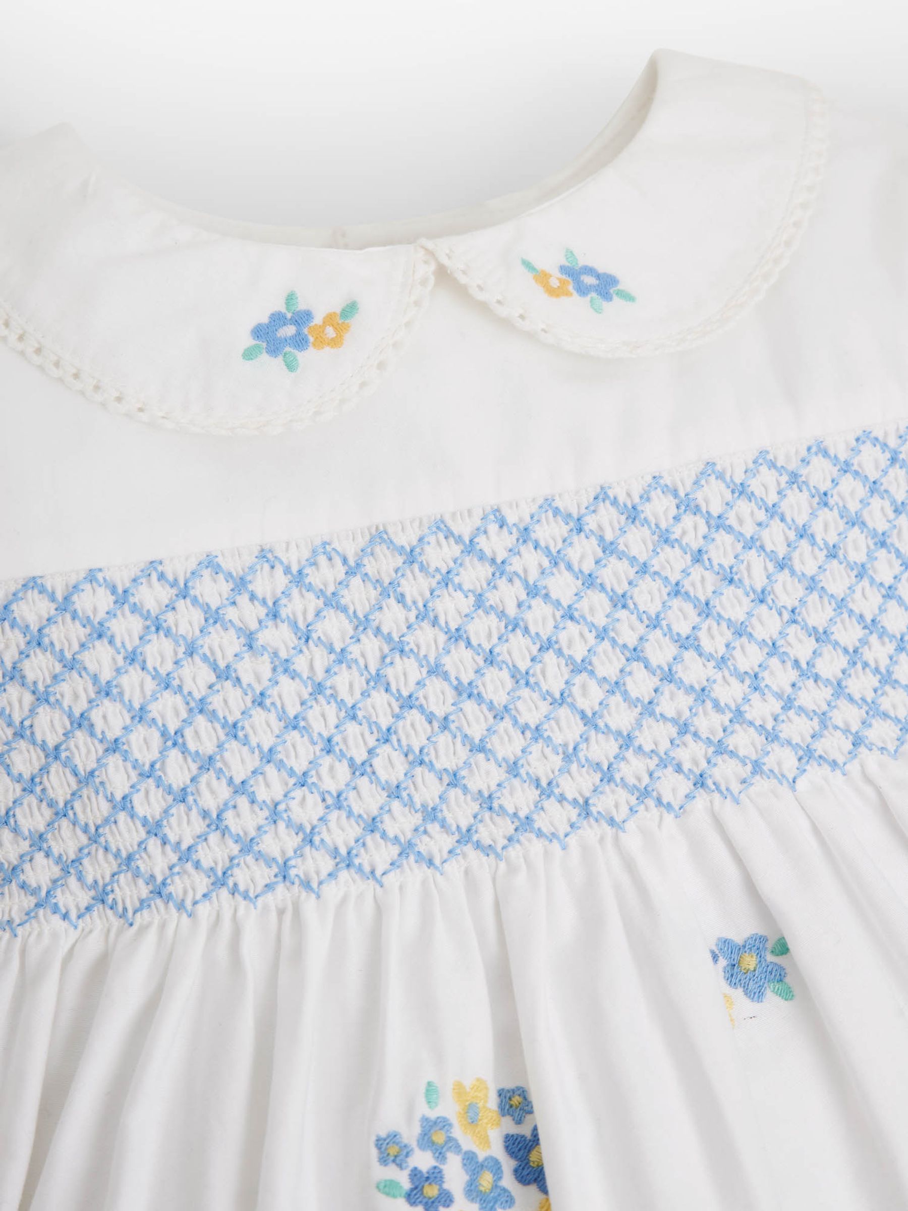 White Girls' Peter Pan Collar Embroidered Party Dress - Image 9 of 10