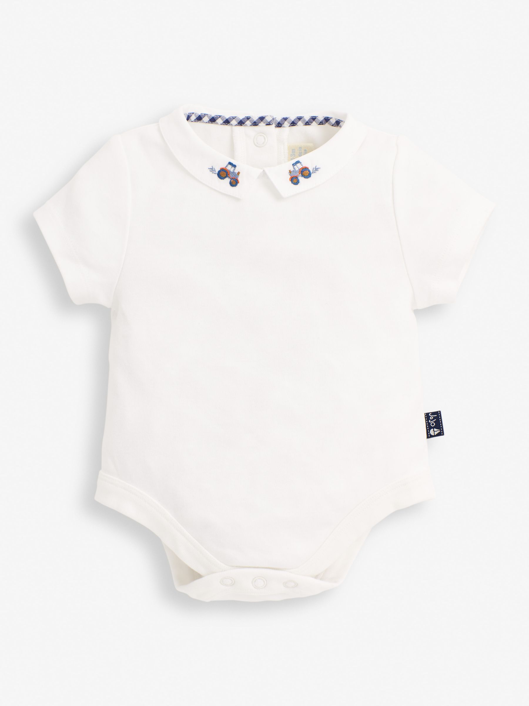 Tractor Embroidered Collar Baby Bodysuit in Tractor Embroidered - Image 1 of 2