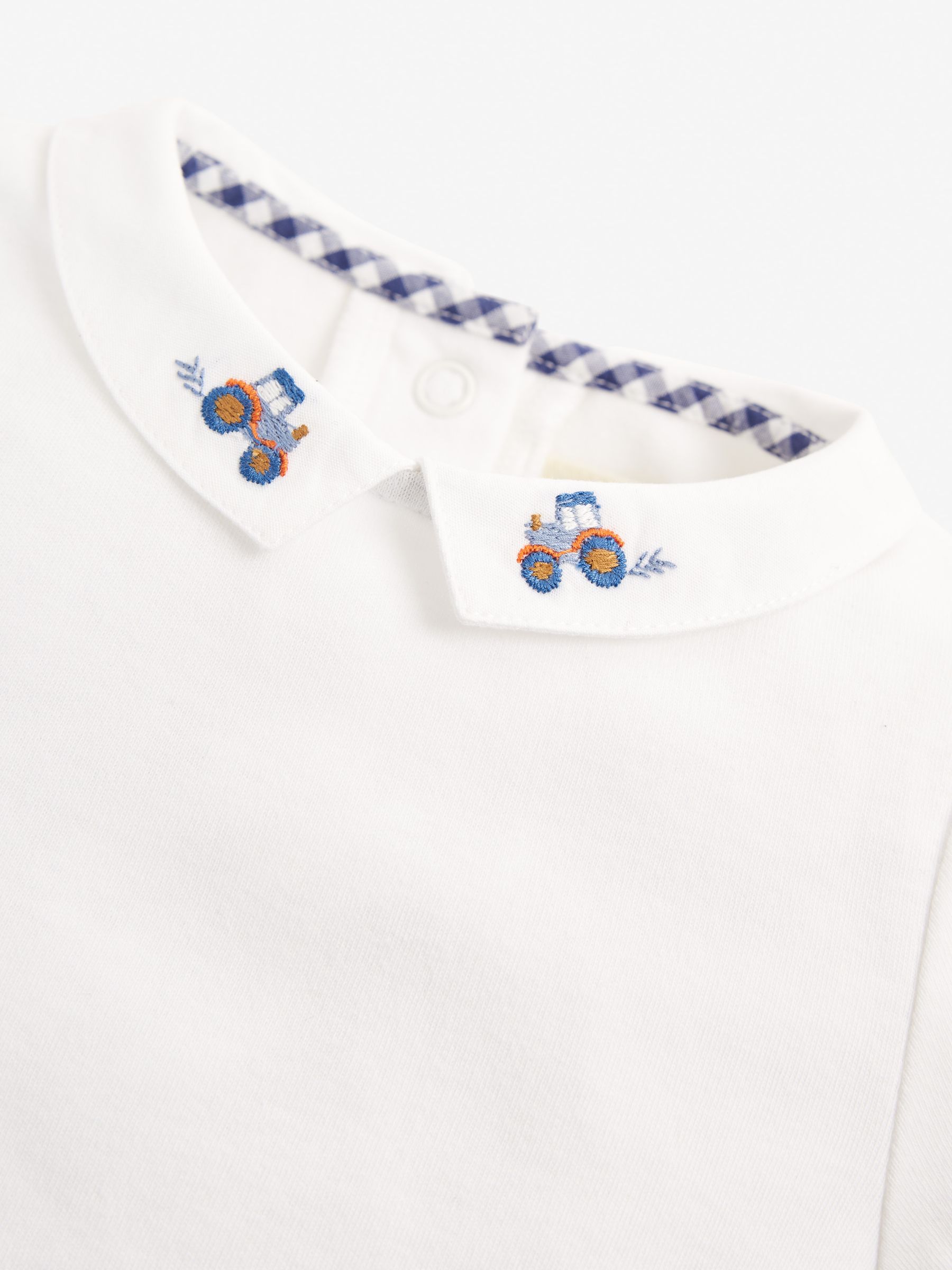 Tractor Embroidered Collar Baby Bodysuit in Tractor Embroidered - Image 2 of 2