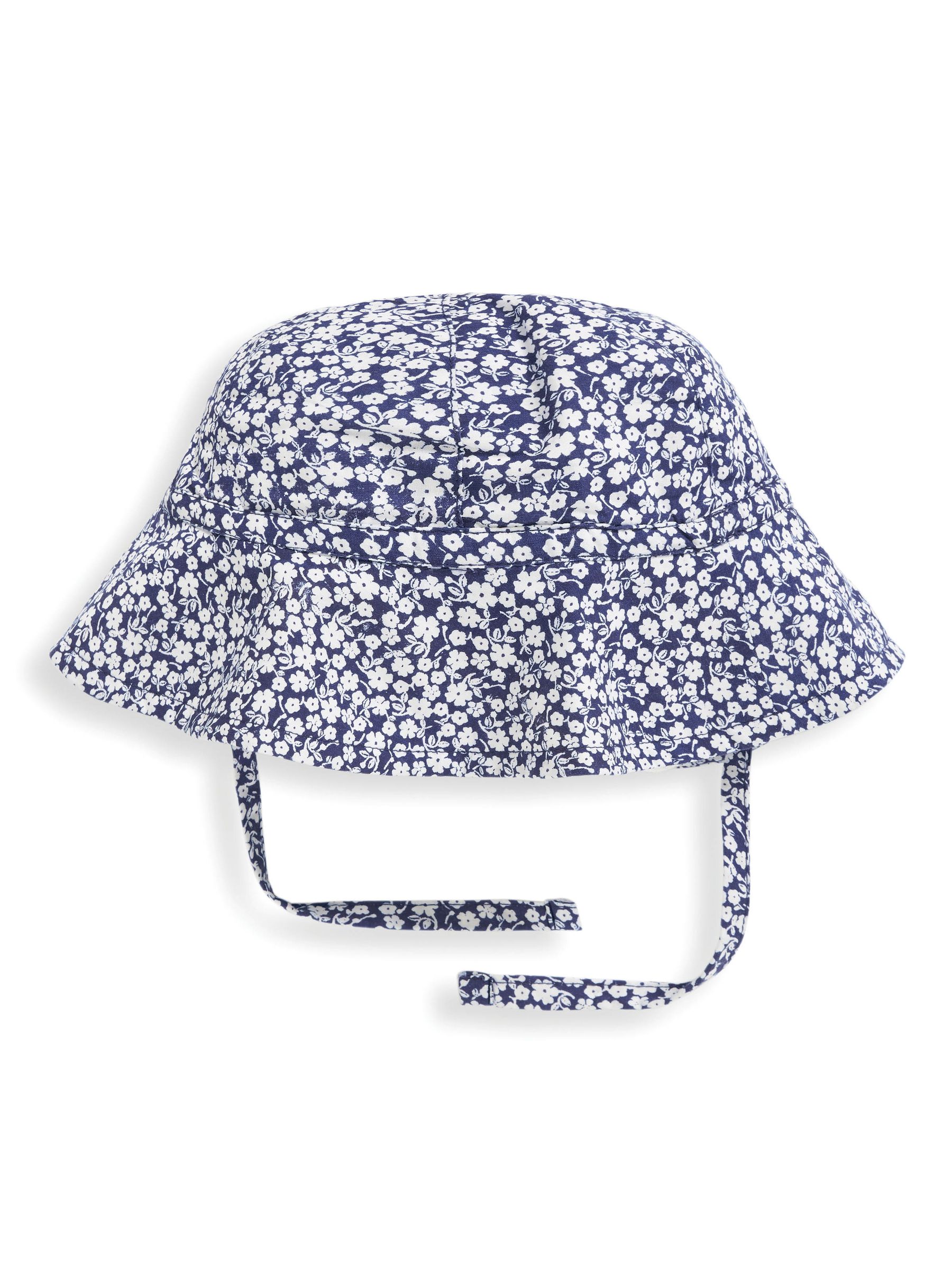 Navy Blue Ditsy Floral Floppy Sun Hat - Image 1 of 3