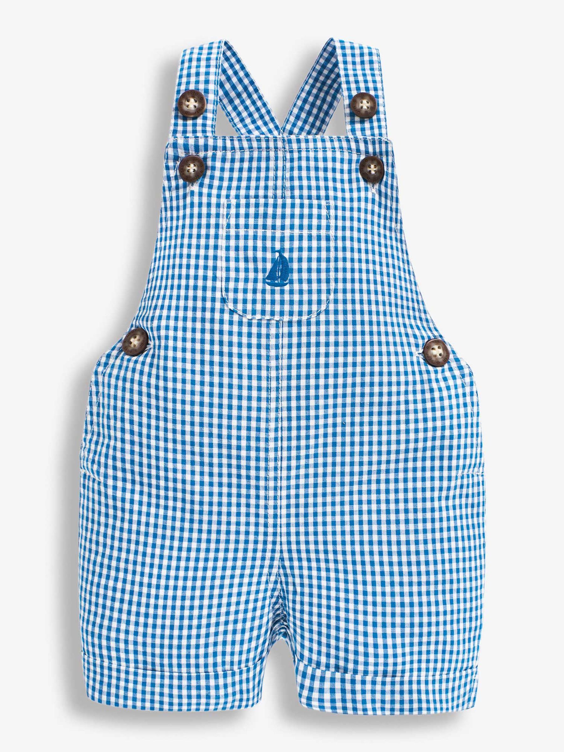 Boat Gingham Baby Dungarees in Cobalt - Image 2 of 3