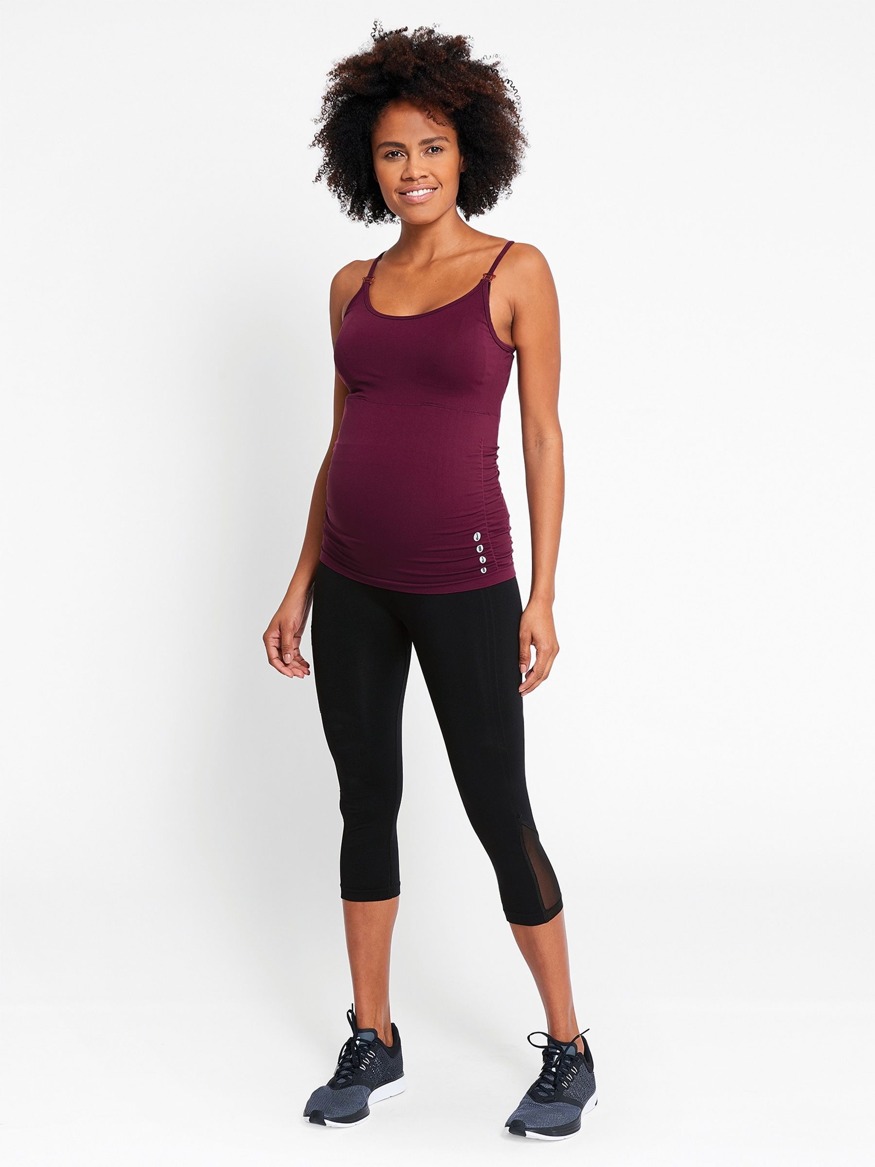 Cropped Seamless Support Workout Maternity Leggings in Black - Image 3 of 5