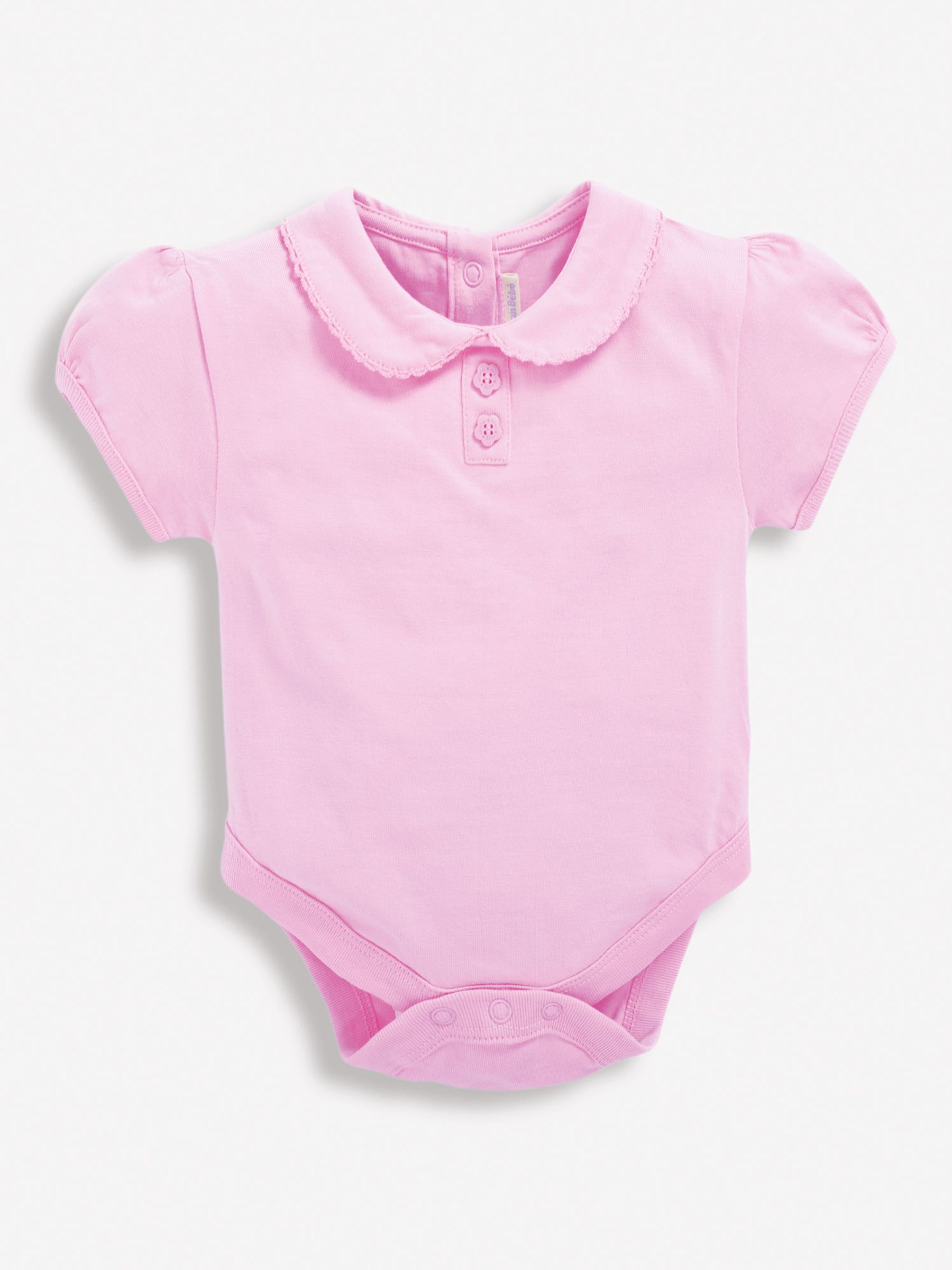 Pink Plain Peter Pan Collar Baby Bodysuit - Image 1 of 1