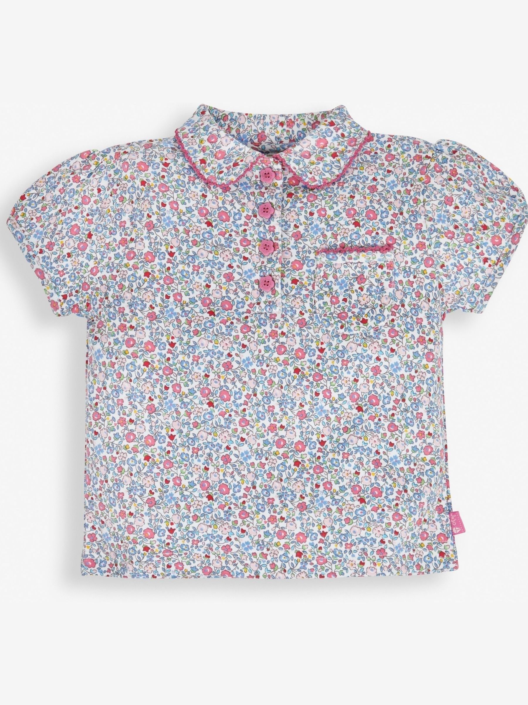 Pink Summer Ditsy Floral Polo Shirt - Image 5 of 5