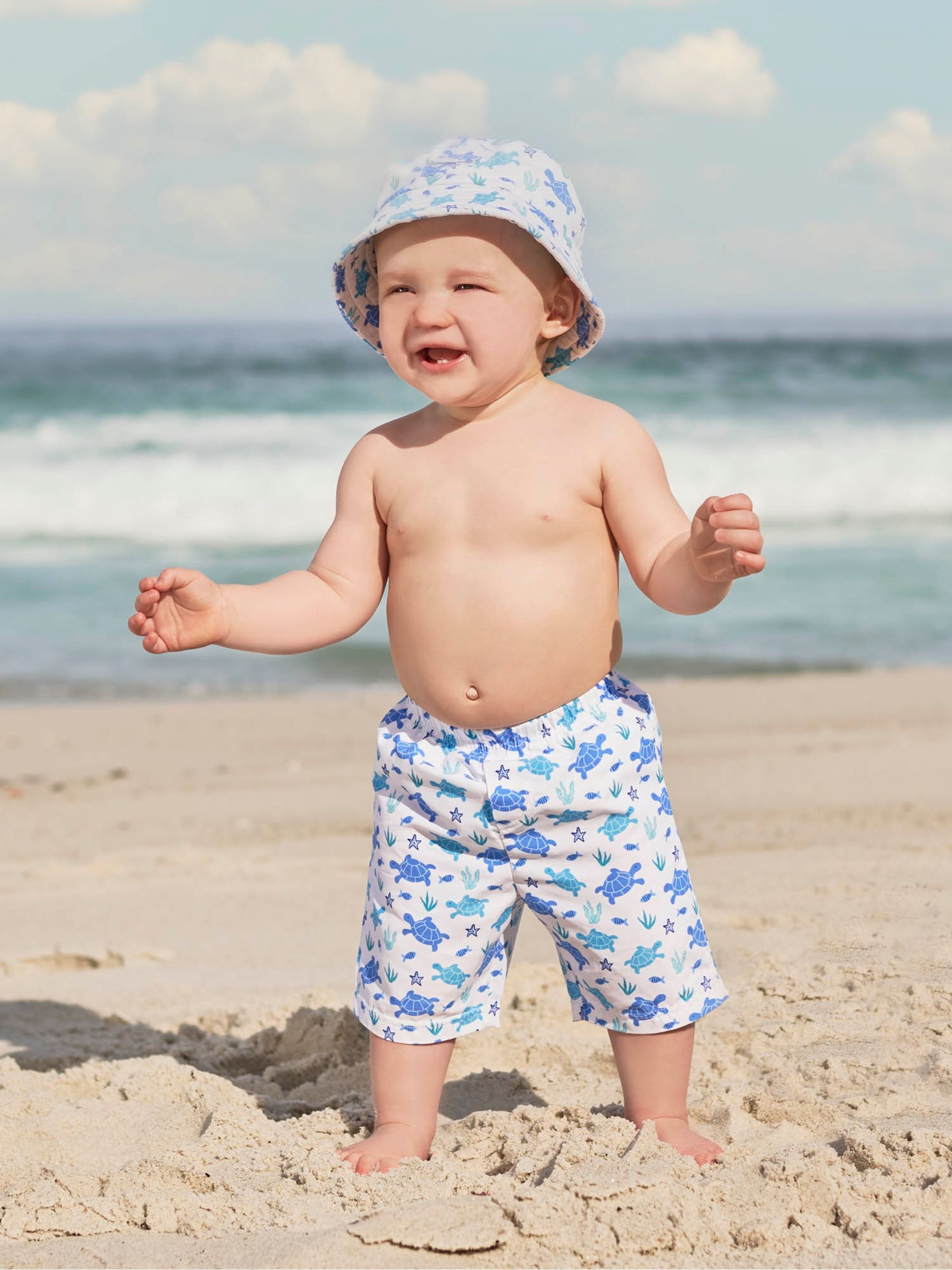 Blue Turtle Swim Shorts with Integral Nappy - Image 1 of 3