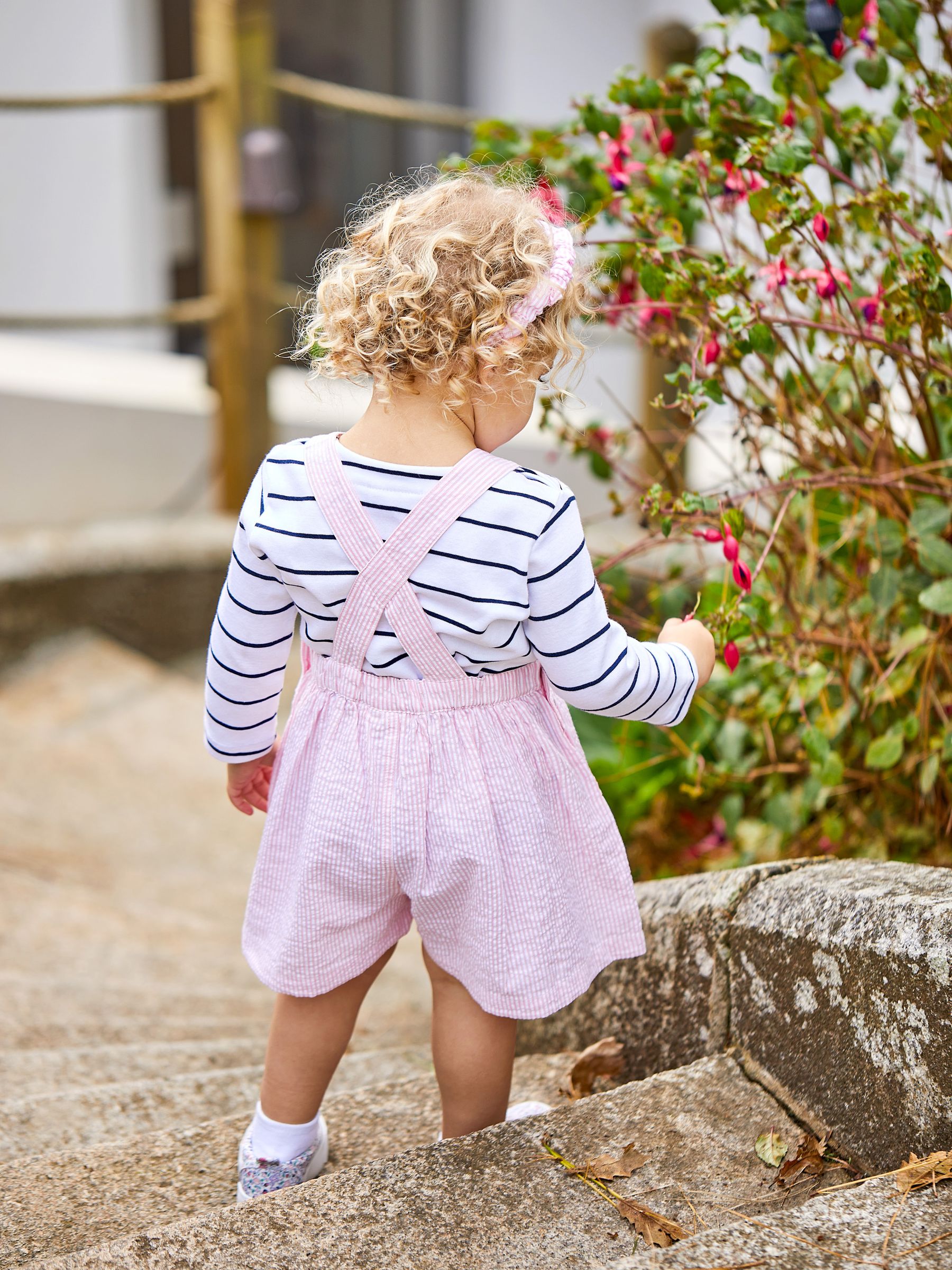 Pink Seersucker Stripe Culotte Dungarees | JoJo Maman Bébé USA