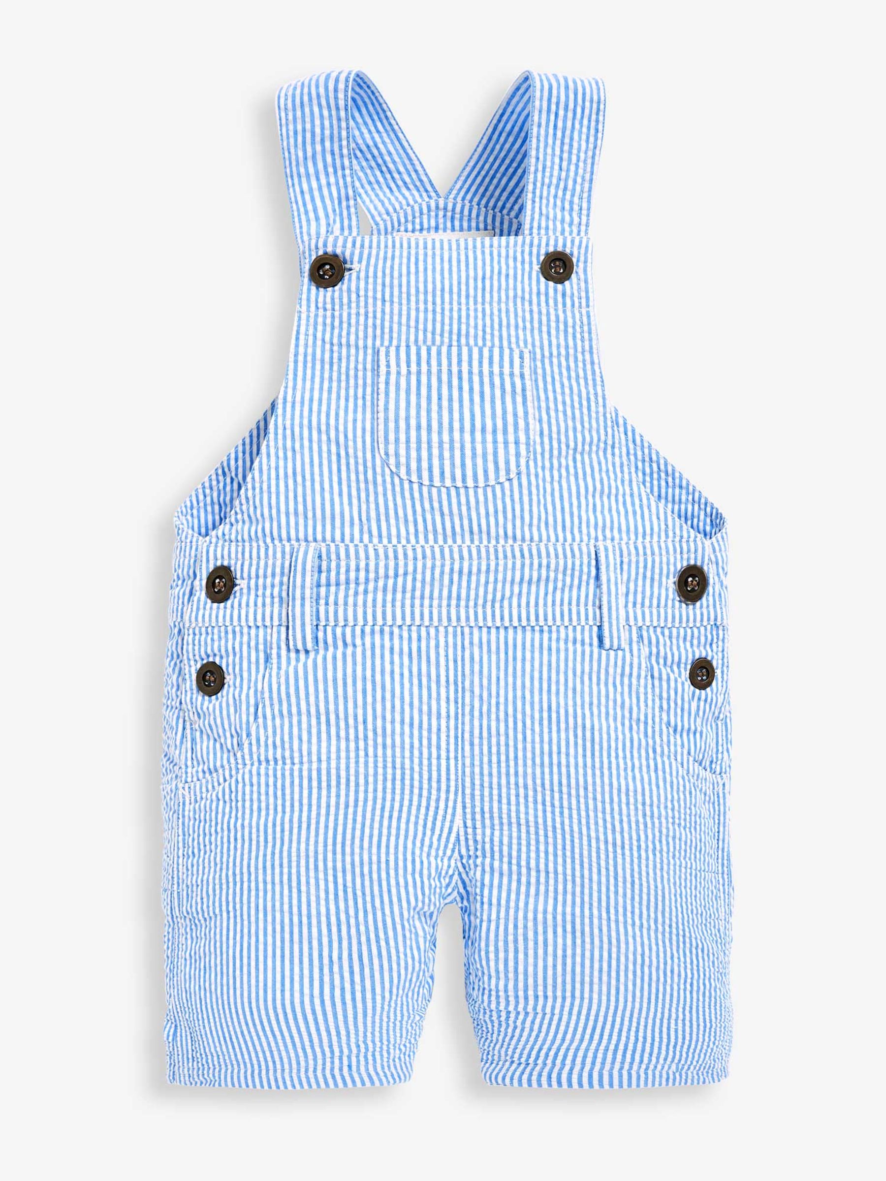 Blue Seersucker Stripe Dungarees | JoJo Maman Bébé USA