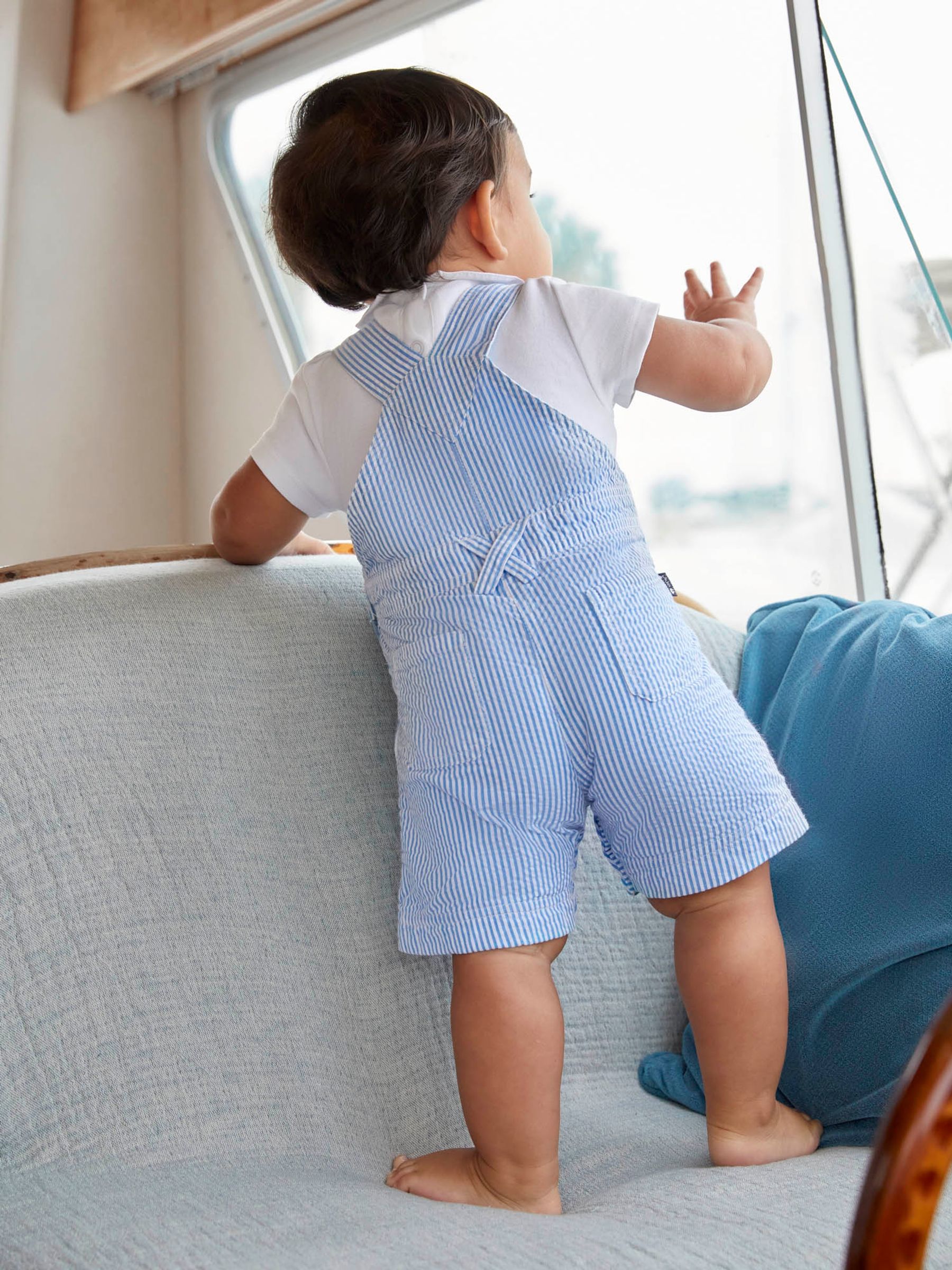 Blue Seersucker Stripe Dungarees - Image 2 of 7