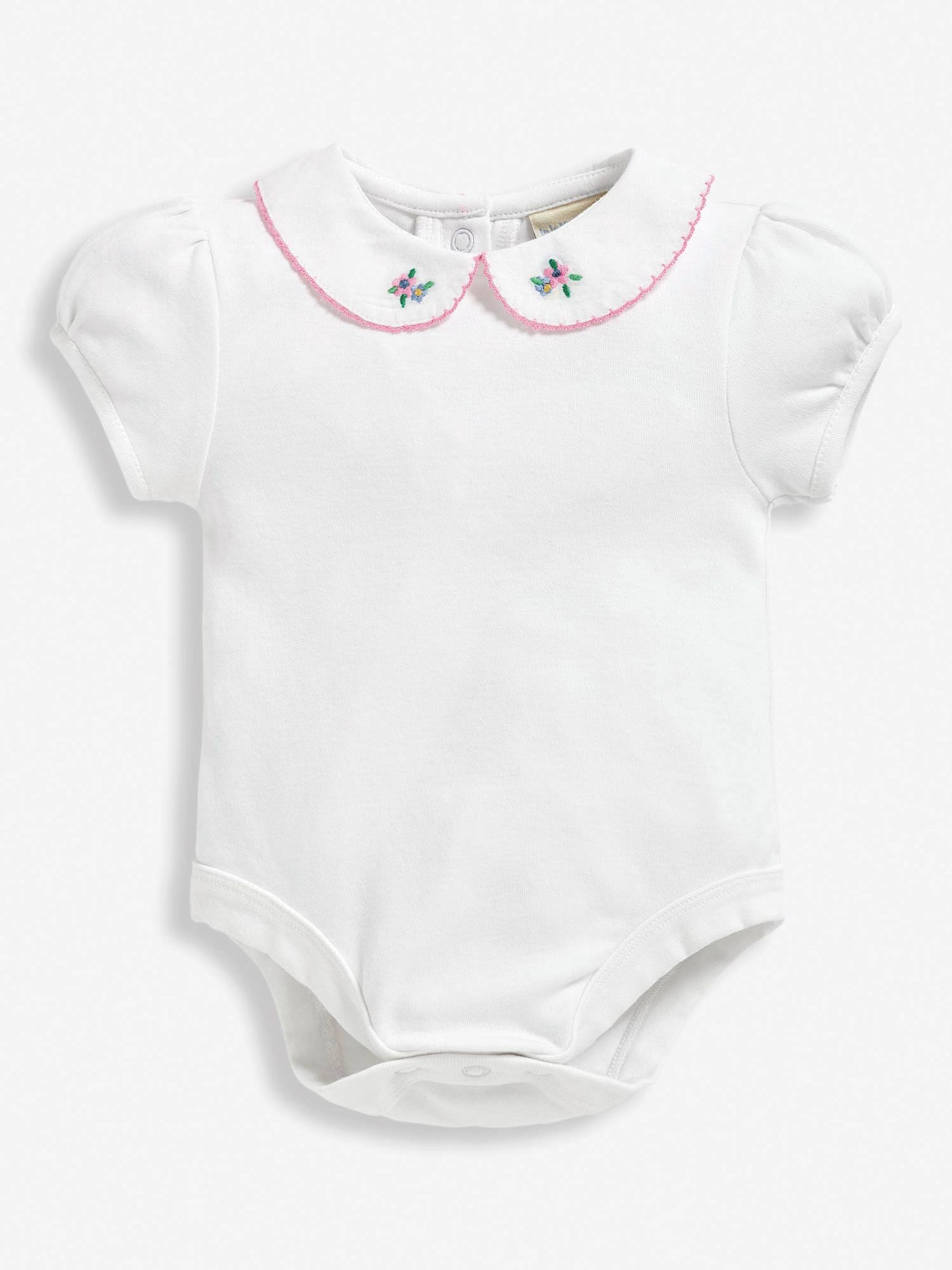 White Floral Embroidered Collar Bodysuit - Image 1 of 2
