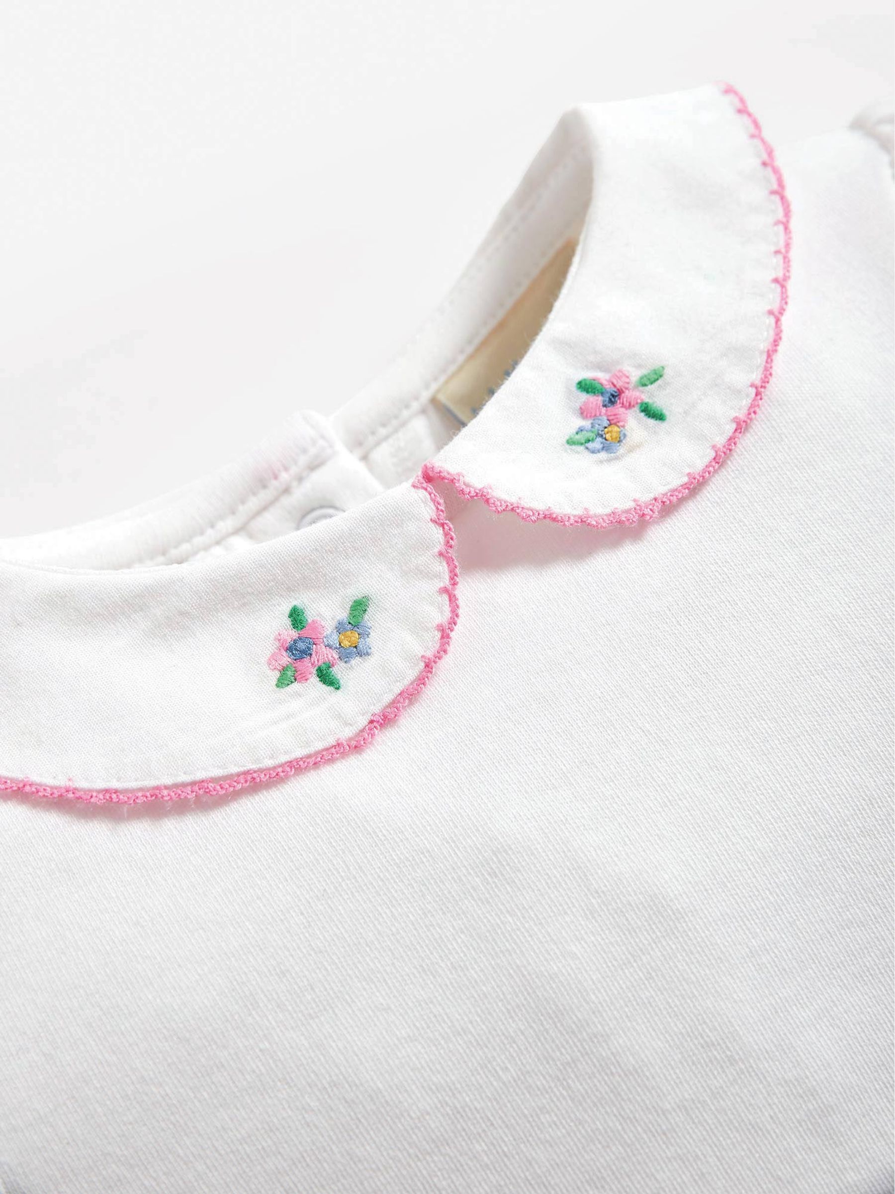 White Floral Embroidered Collar Bodysuit - Image 2 of 2