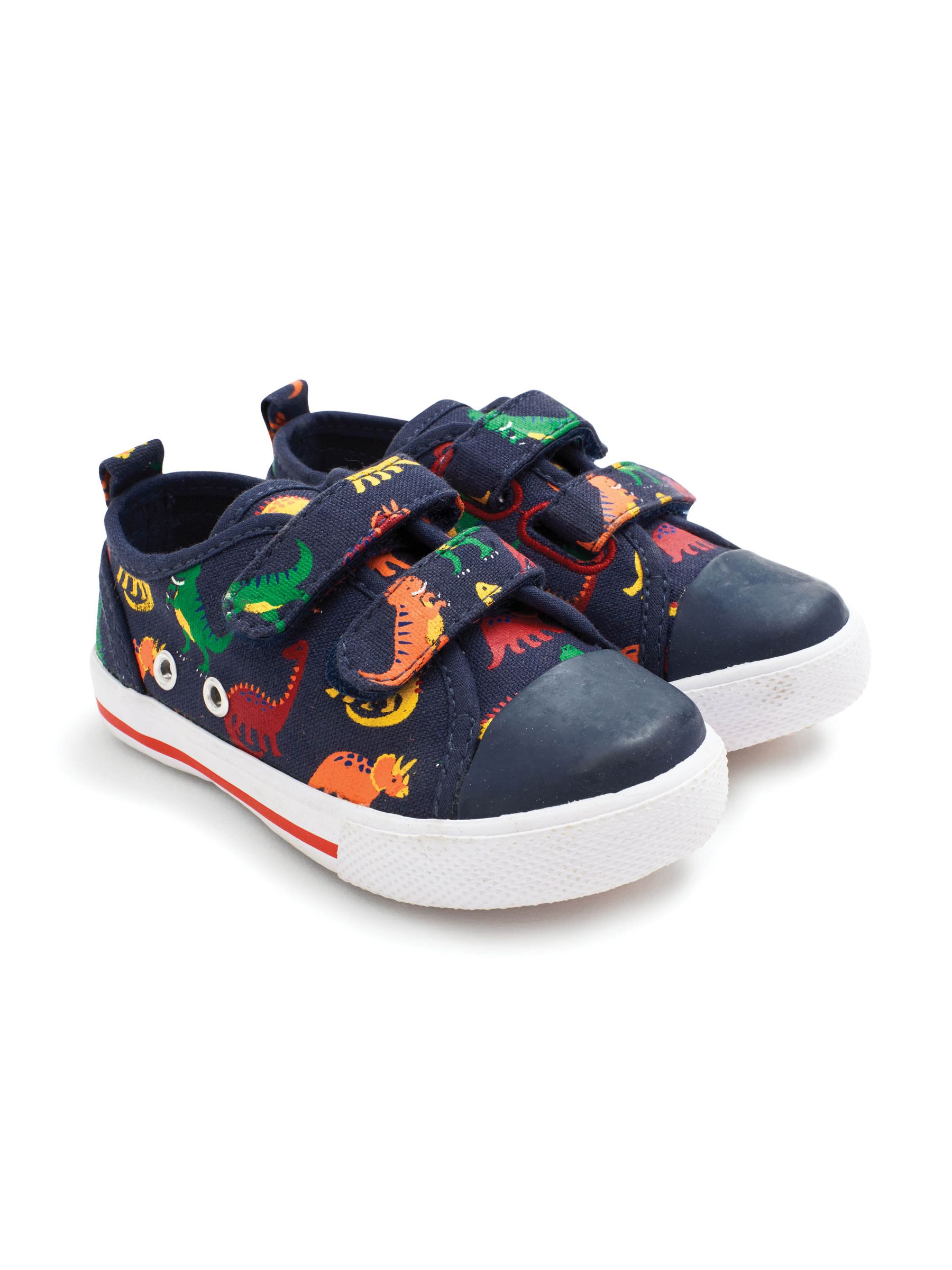 Navy Boys' Dinosaur Printed Canvas Pumps - Image 1 of 2