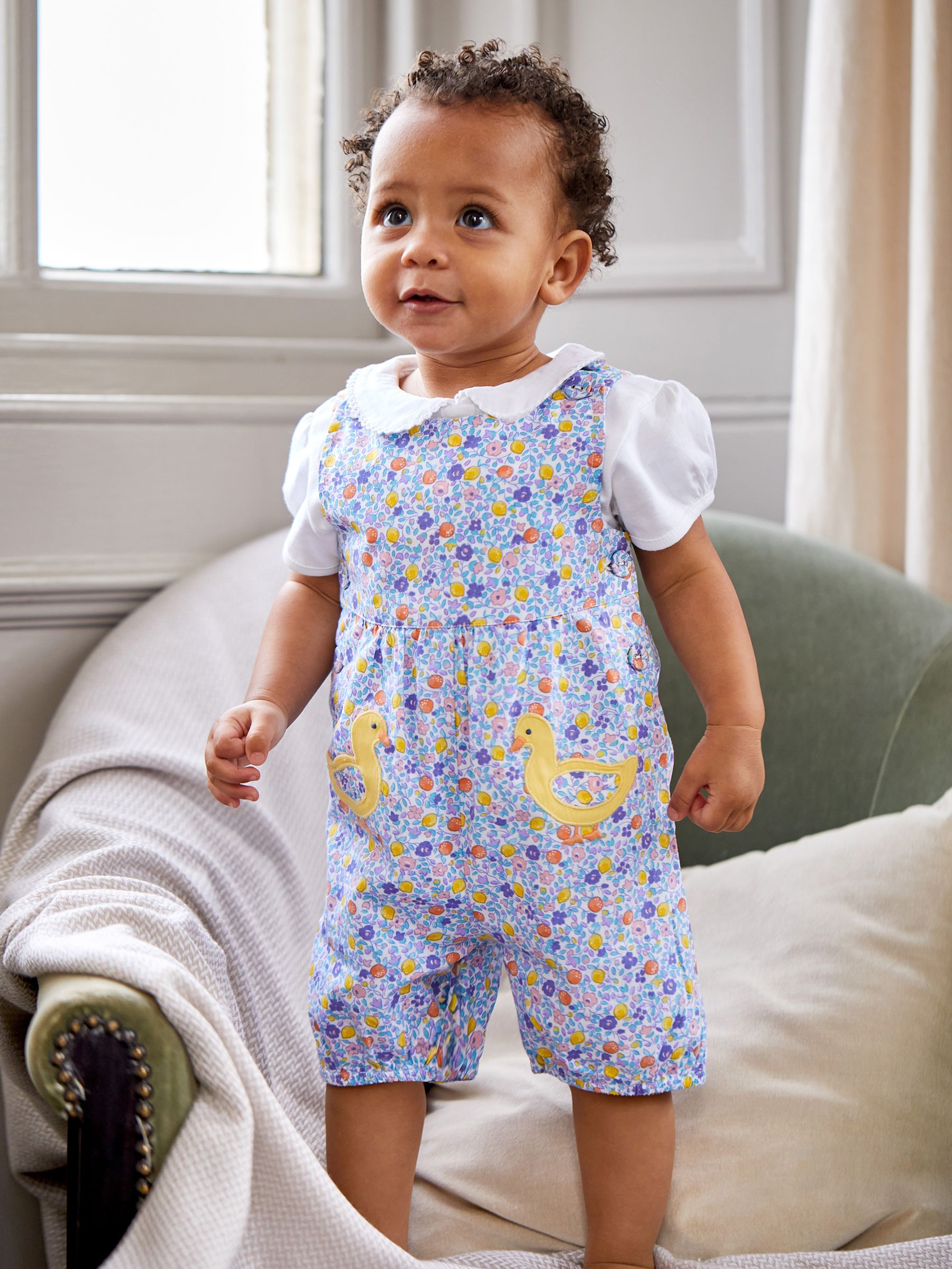 White Plain Peter Pan Collar Baby Bodysuit - Image 1 of 6