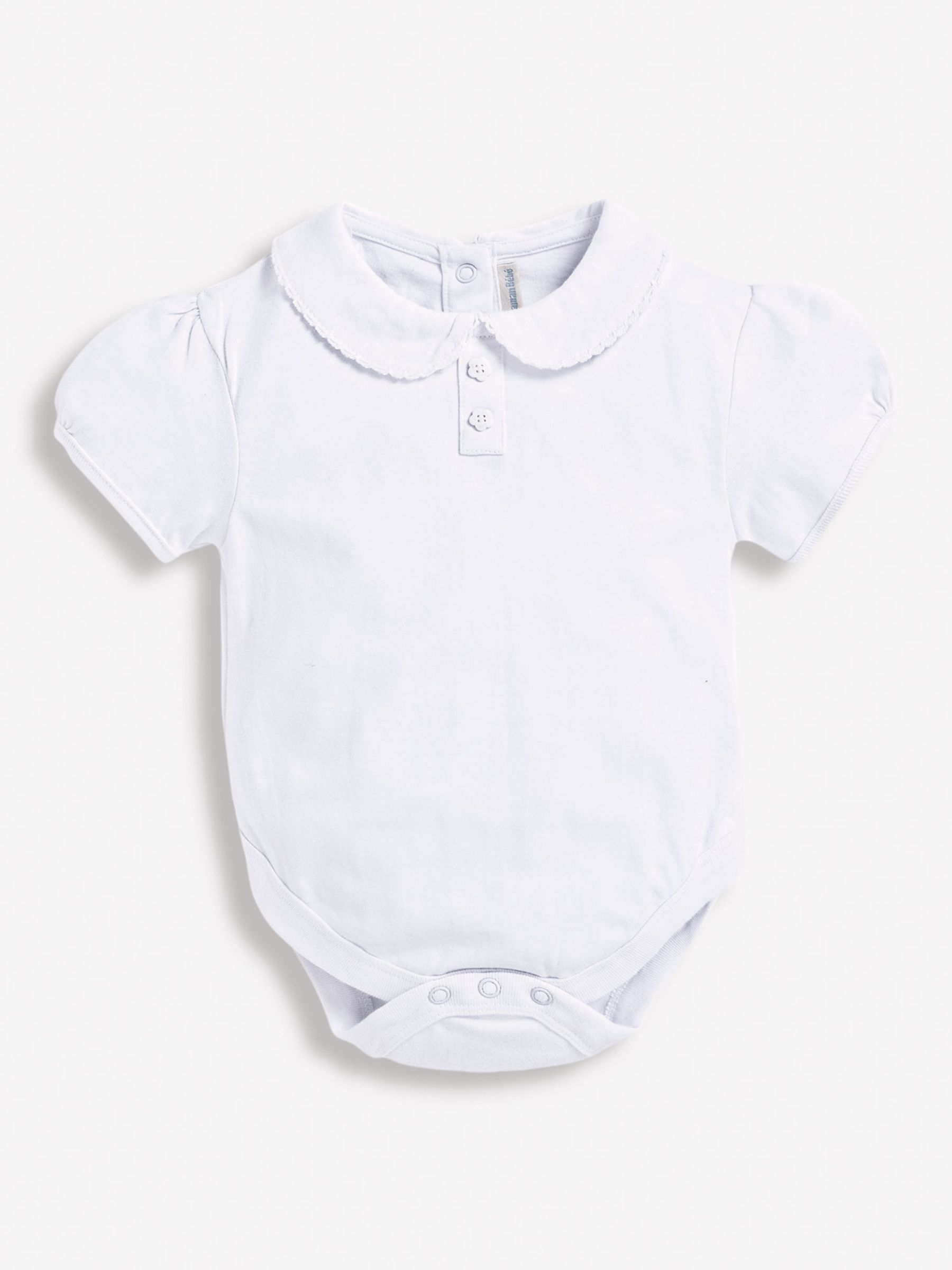 White Plain Peter Pan Collar Baby Bodysuit - Image 6 of 6