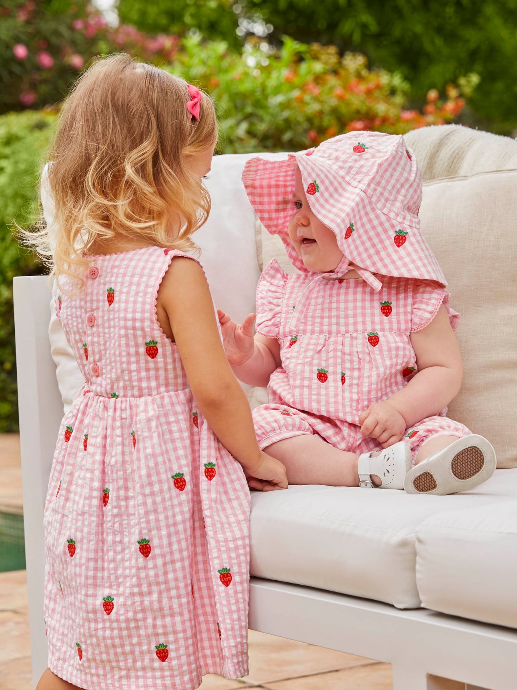 Pink Strawberry Embroidered Floppy Sun Hat - Image 2 of 5