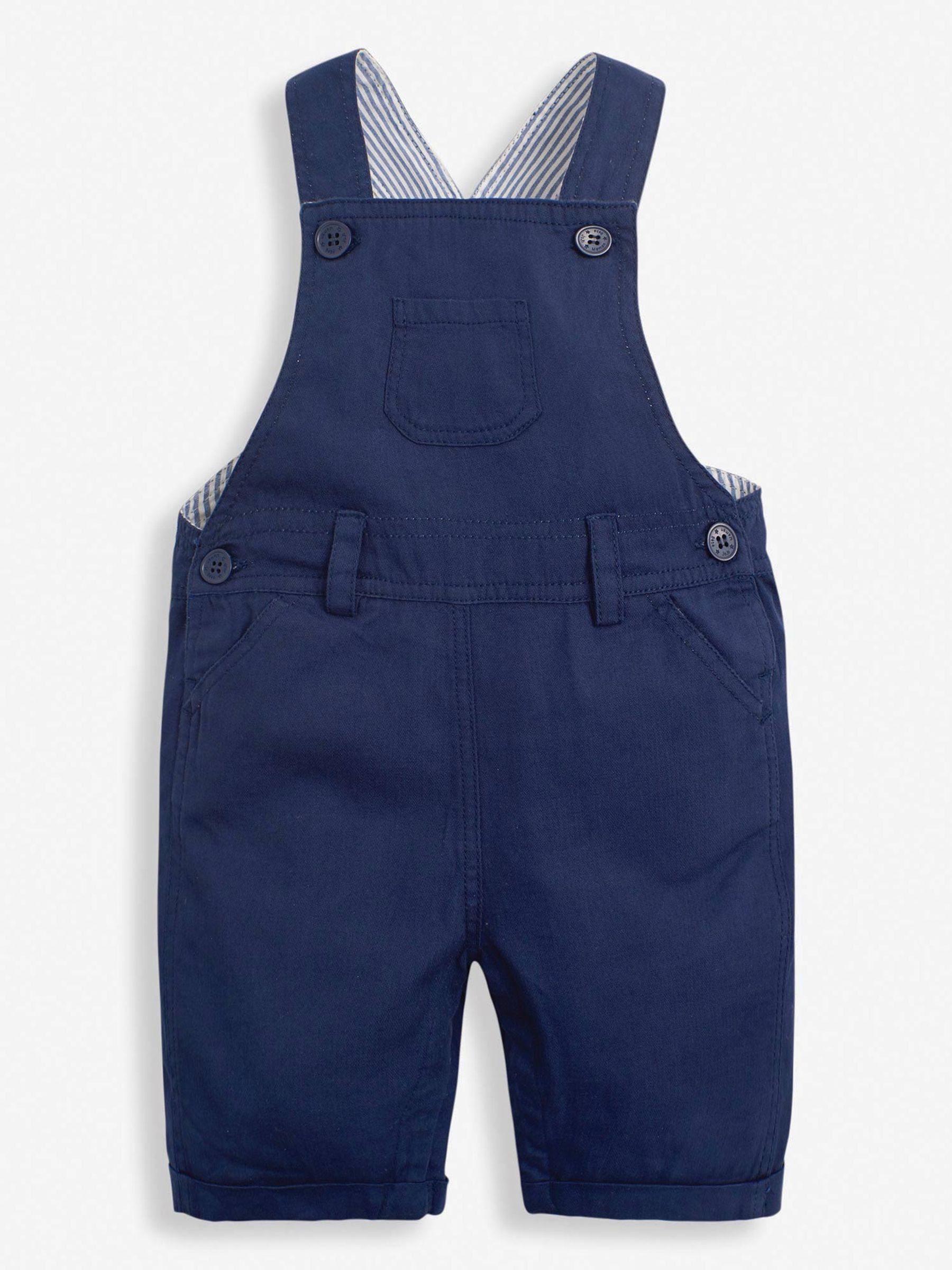 Woven Short Baby Dungarees in Navy - Image 1 of 5