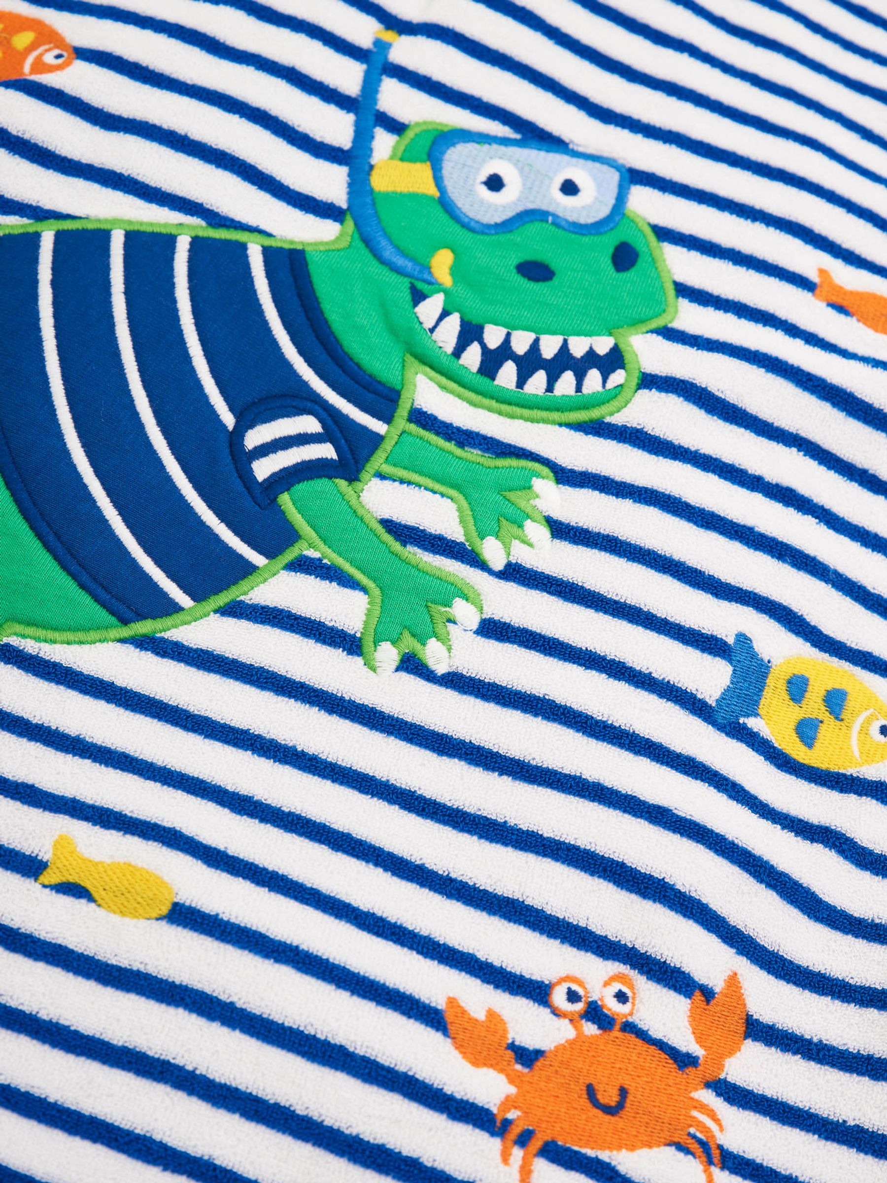Blue Stripe Dino Towelling Hooded Poncho - Image 3 of 4