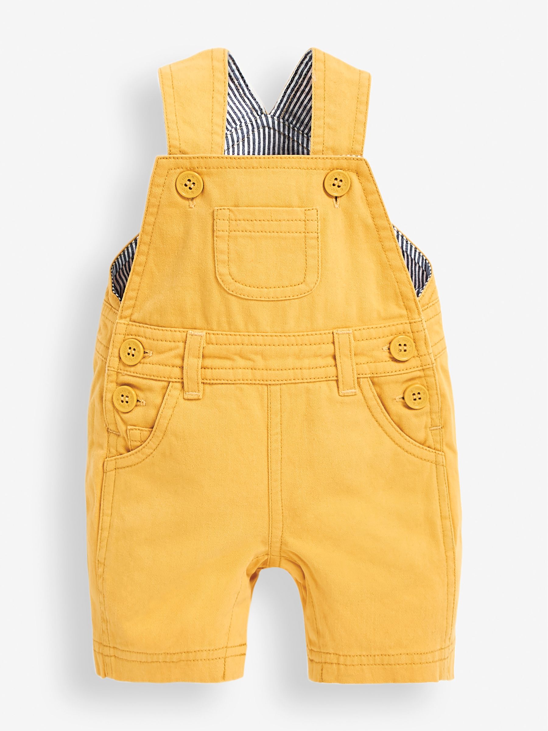 Twill Short Baby Dungarees in Yellow - Image 1 of 2