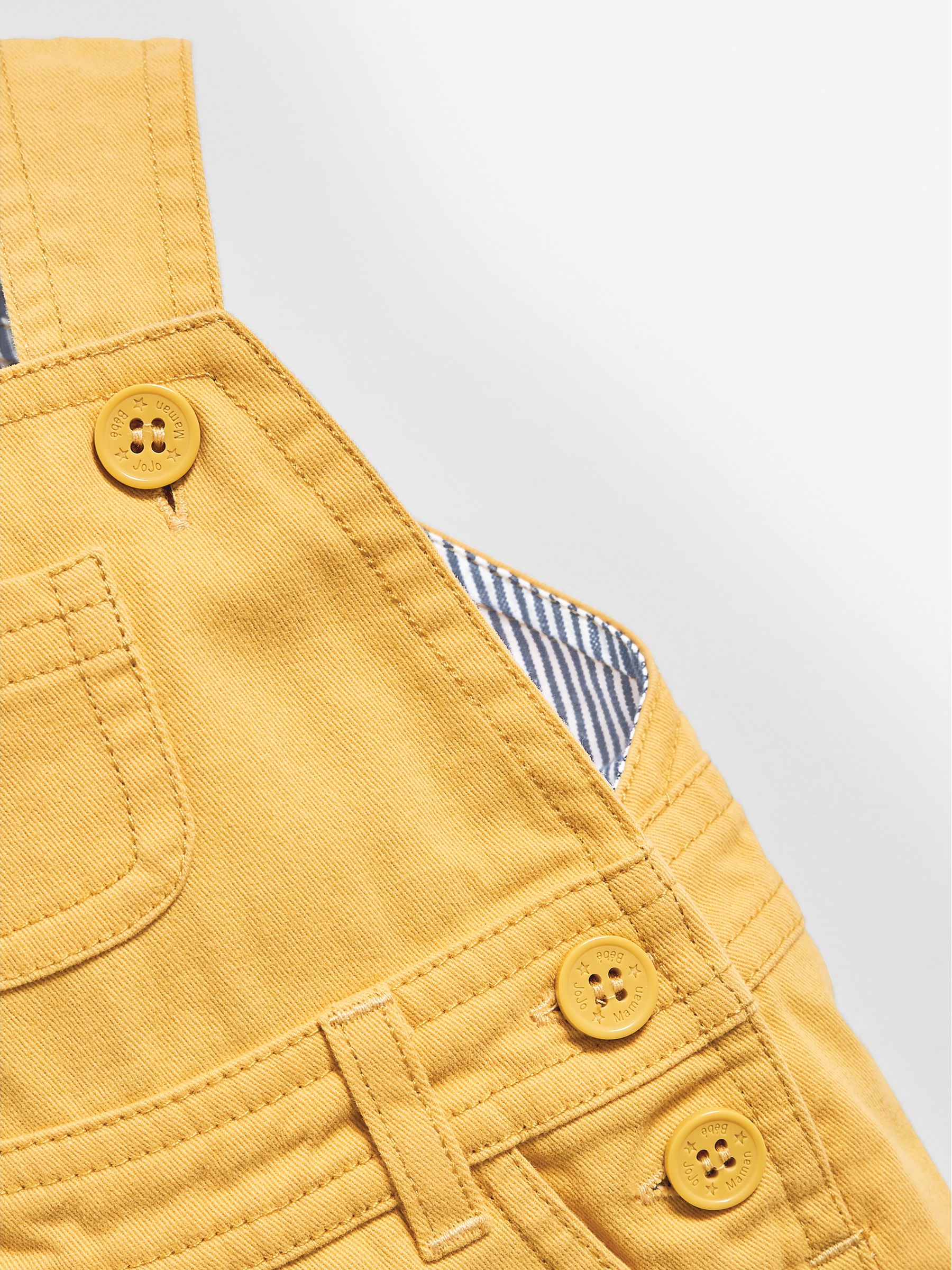 Twill Short Baby Dungarees in Yellow - Image 2 of 2
