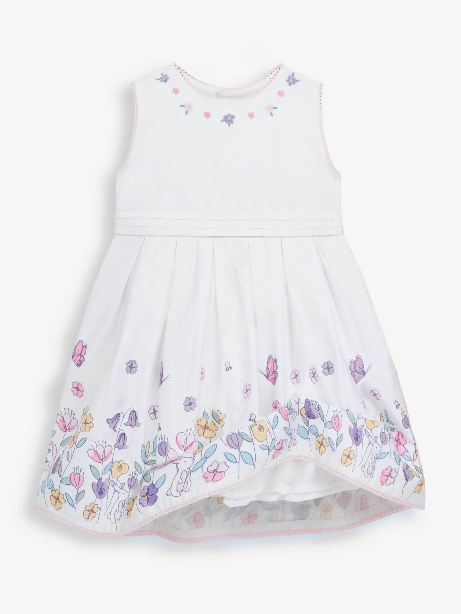 Girls' Floral Border Party Dress in White - Image 2 of 4