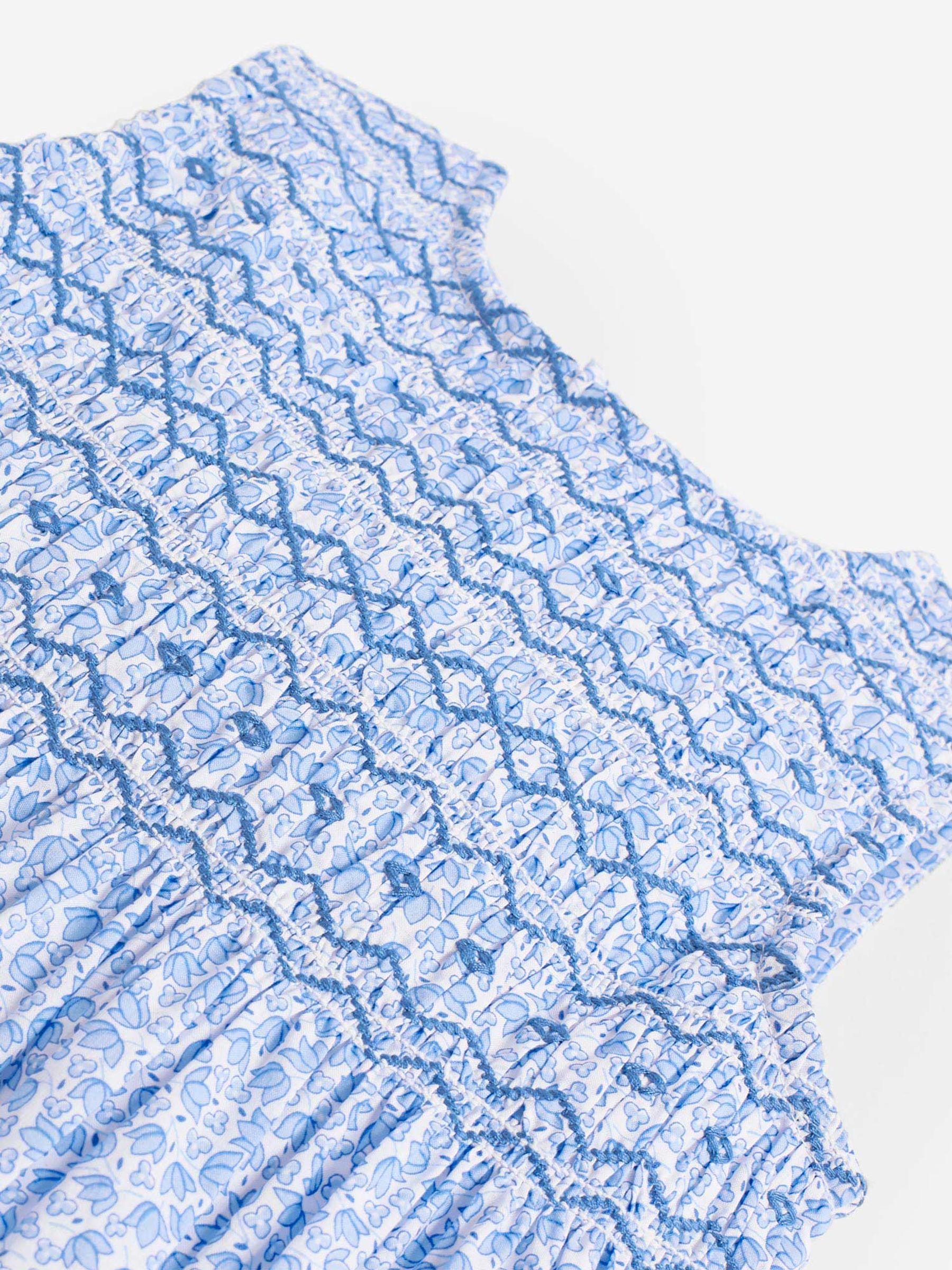 Blue Bud Floral Smocked Dress - Image 6 of 6