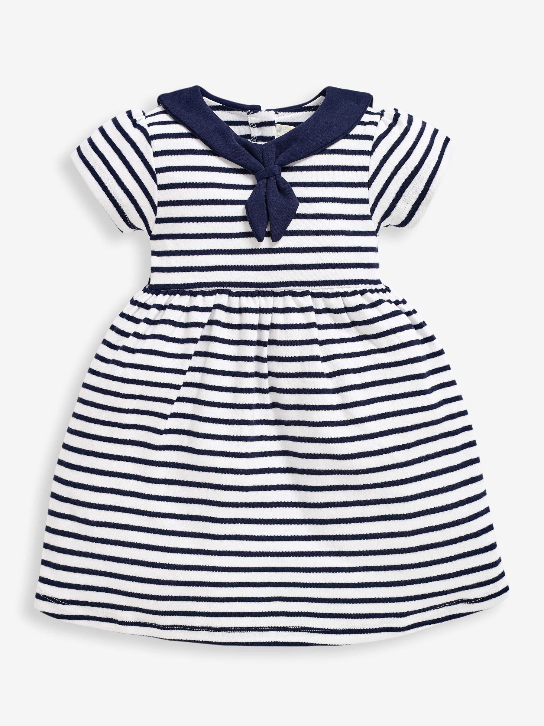 White Navy Stripe Short Sleeve Sailor Jersey Dress - Image 3 of 4