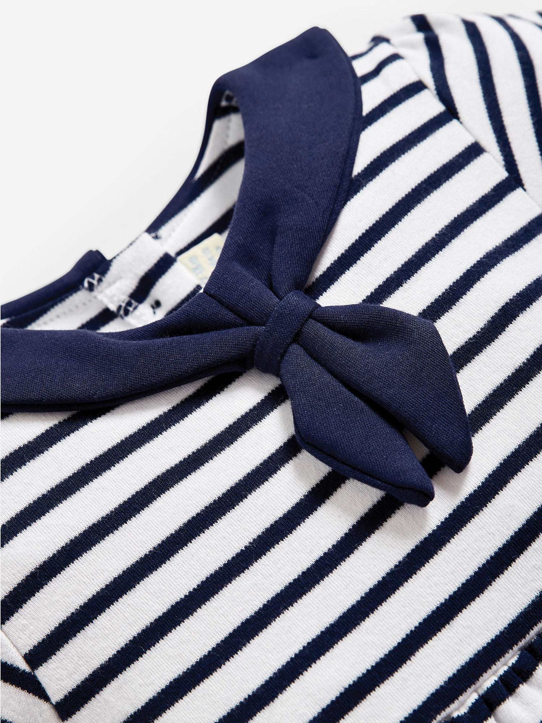 White Navy Stripe Short Sleeve Sailor Jersey Dress - Image 4 of 4