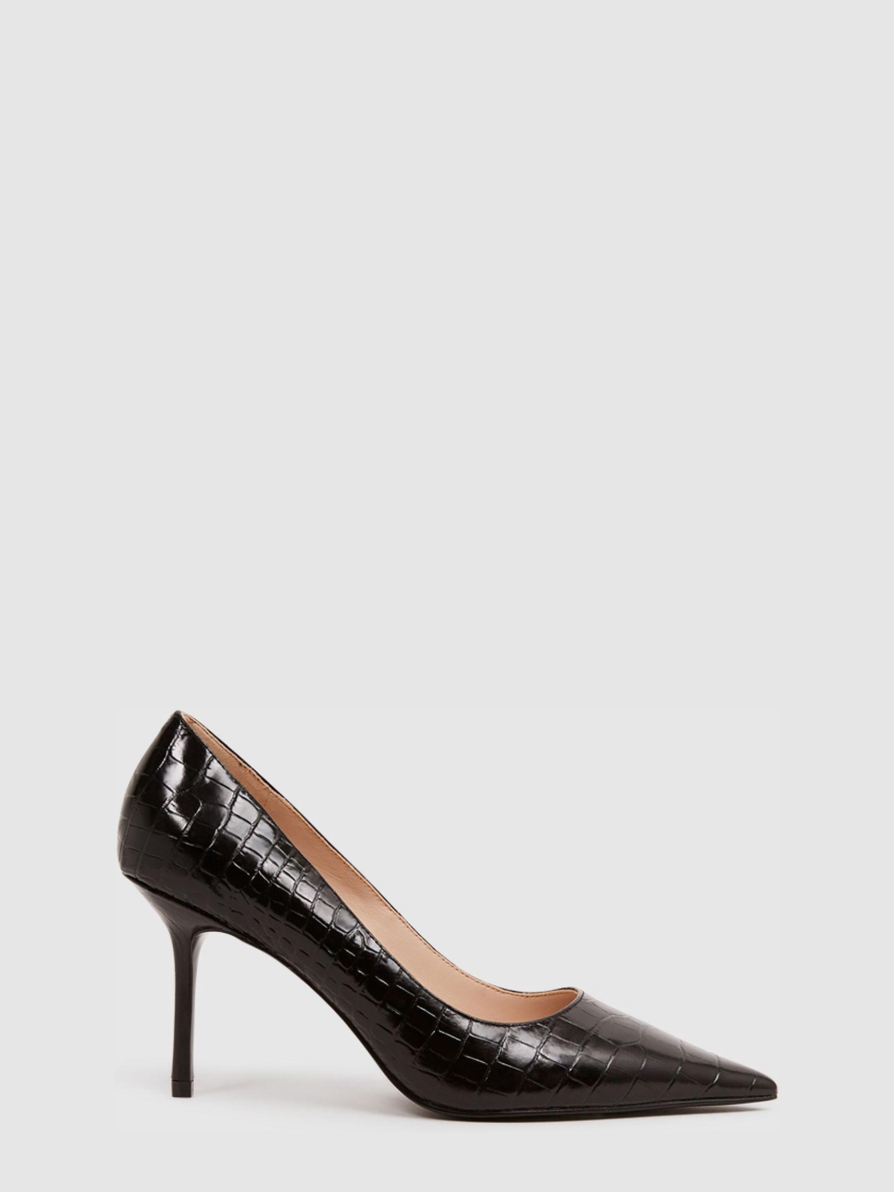 Mid Heel Leather Court Shoes in Black - Image 1 of 5 Mid Heel Leather Court Shoes in Black - Image 1 of 5