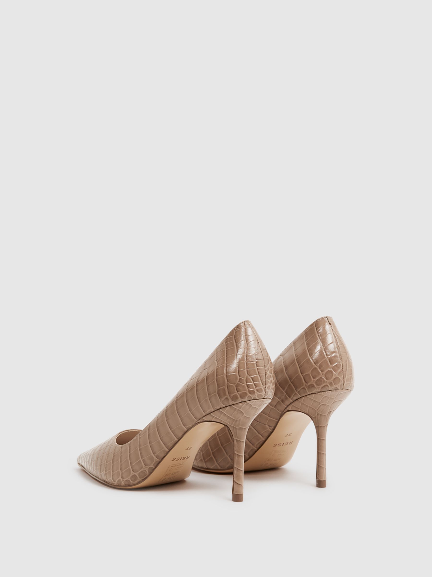 Mid Heel Leather Court Shoes in Camel - Image 5 of 6