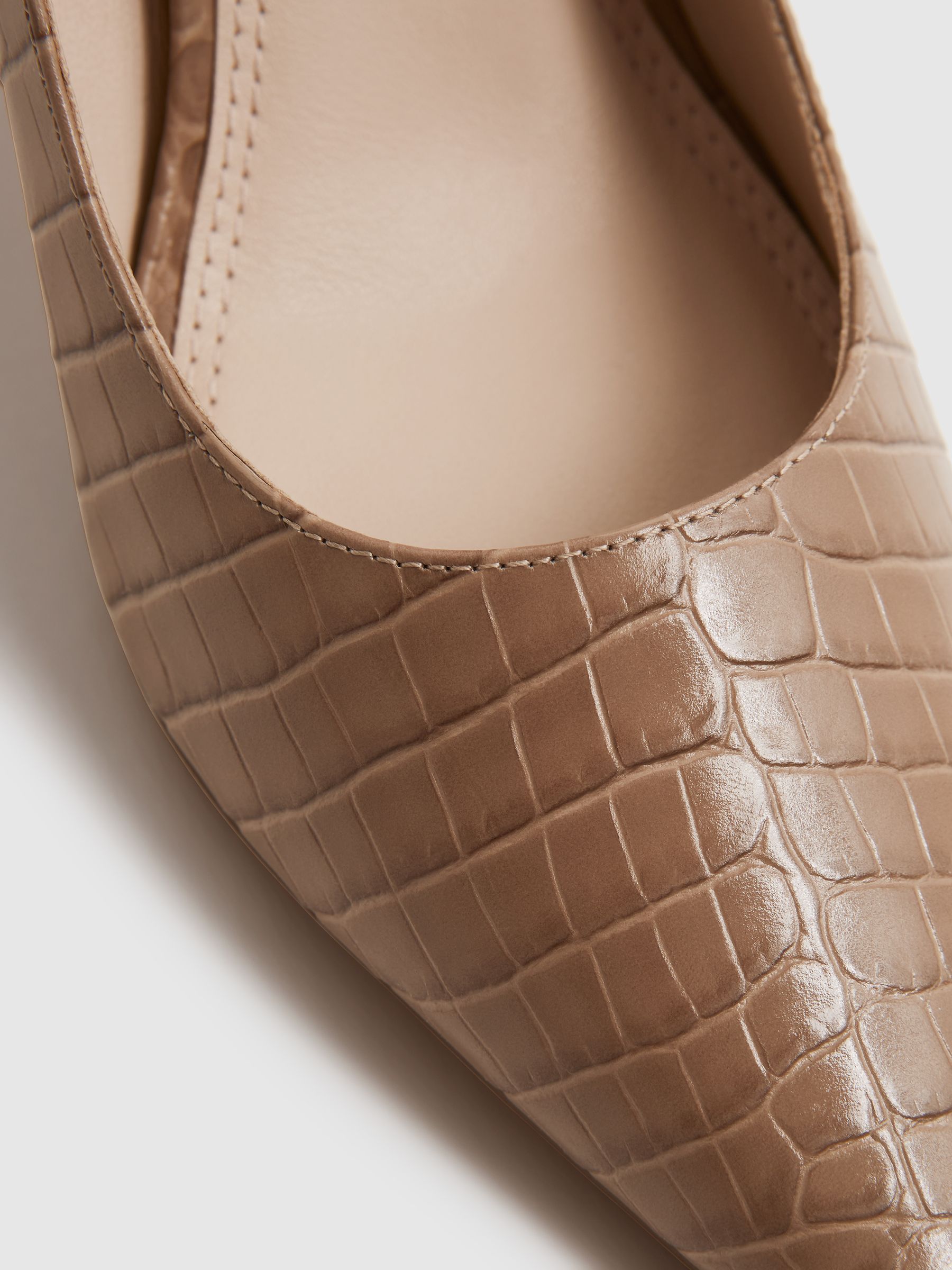 Mid Heel Leather Court Shoes in Camel - Image 6 of 6