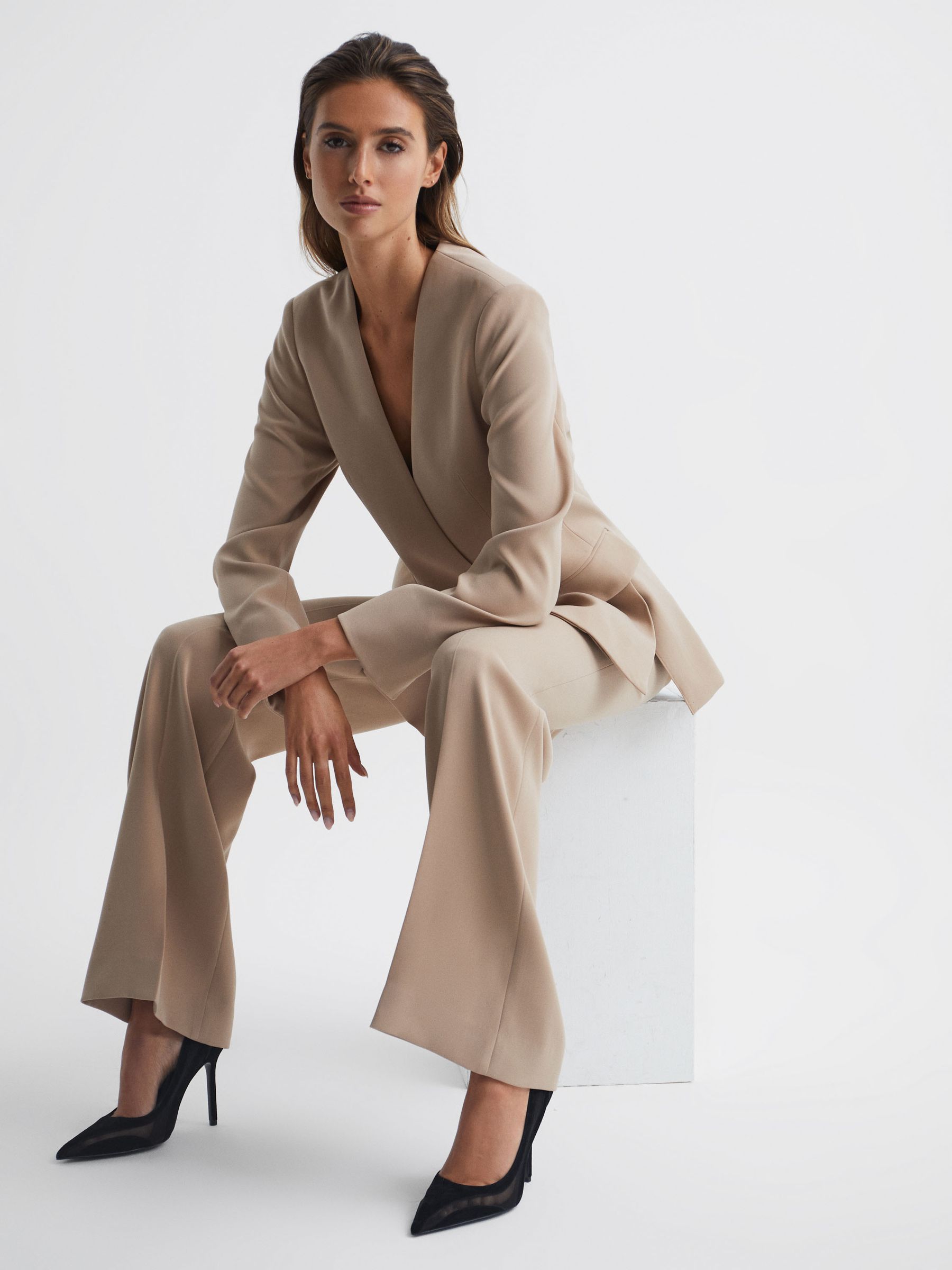 Leather Sheer Court Shoes in Black - Image 2 of 6