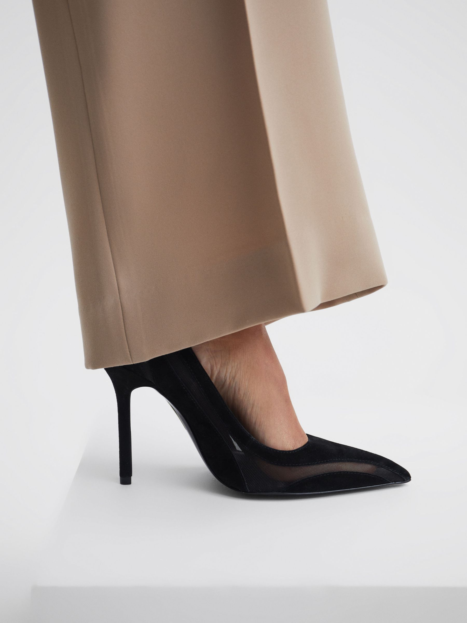 Leather Sheer Court Shoes in Black - Image 3 of 6