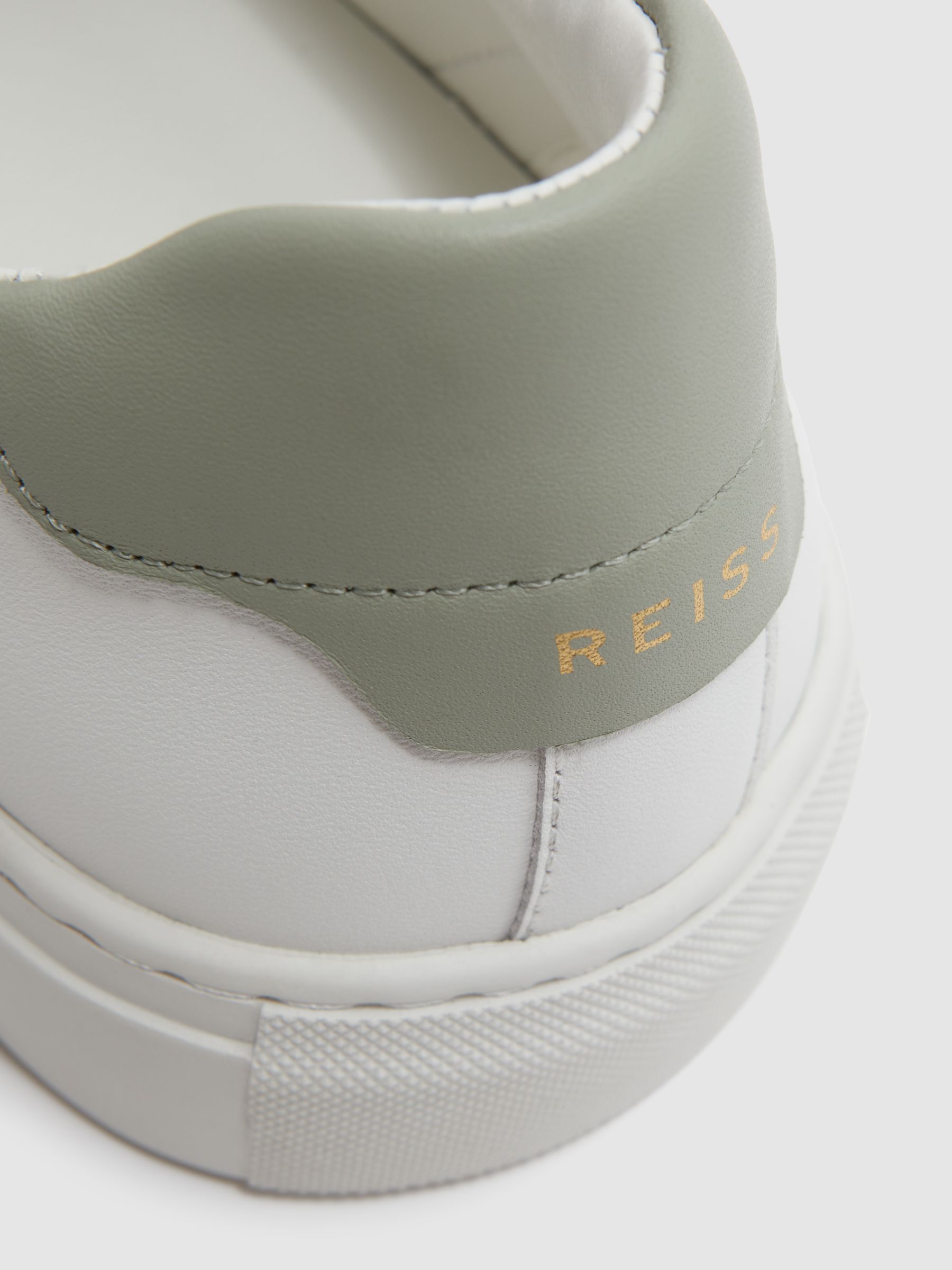 Leather Trainers in White/Sage - Image 5 of 5