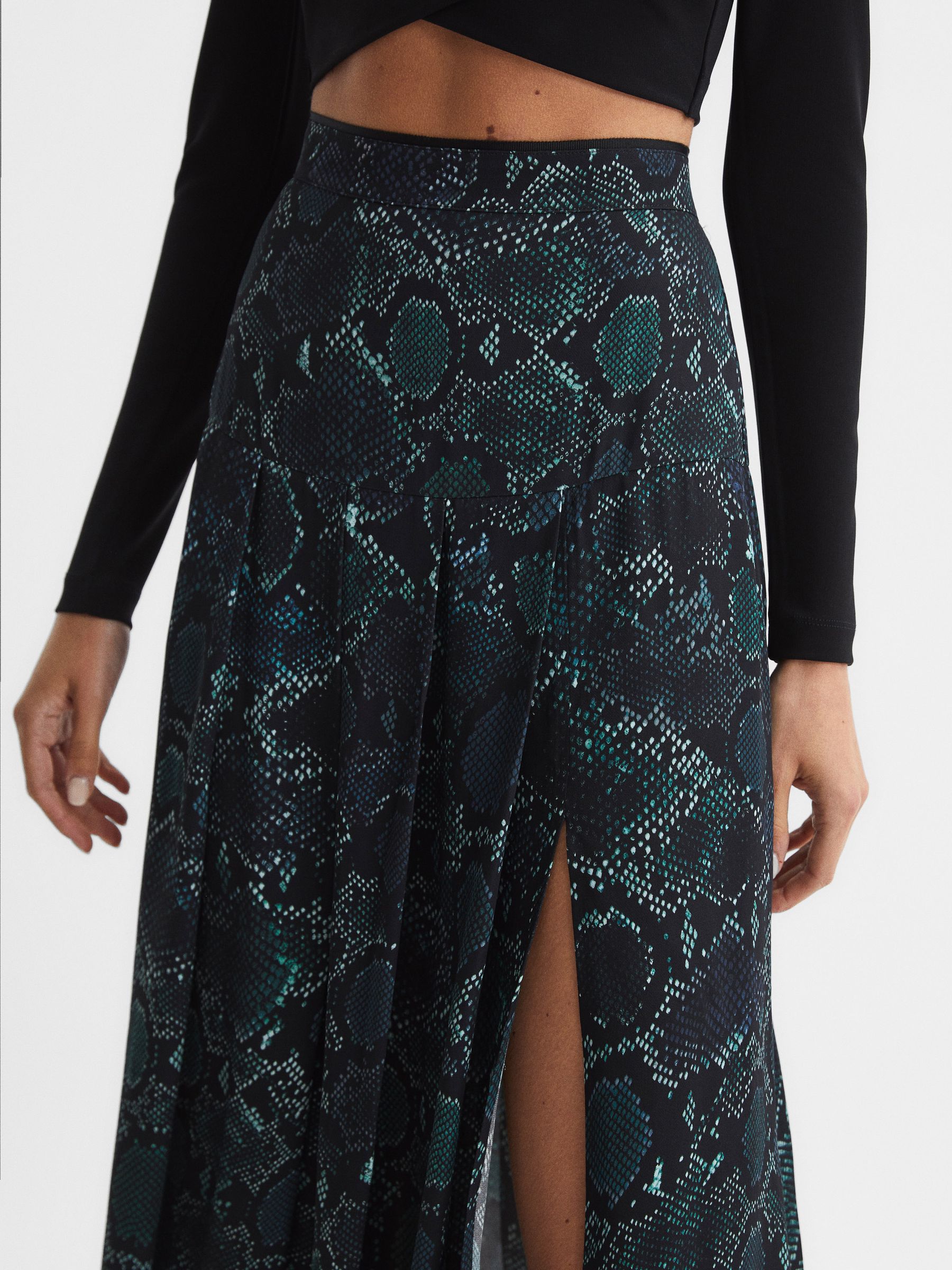 Printed Slip Skirt in Teal - Image 4 of 6