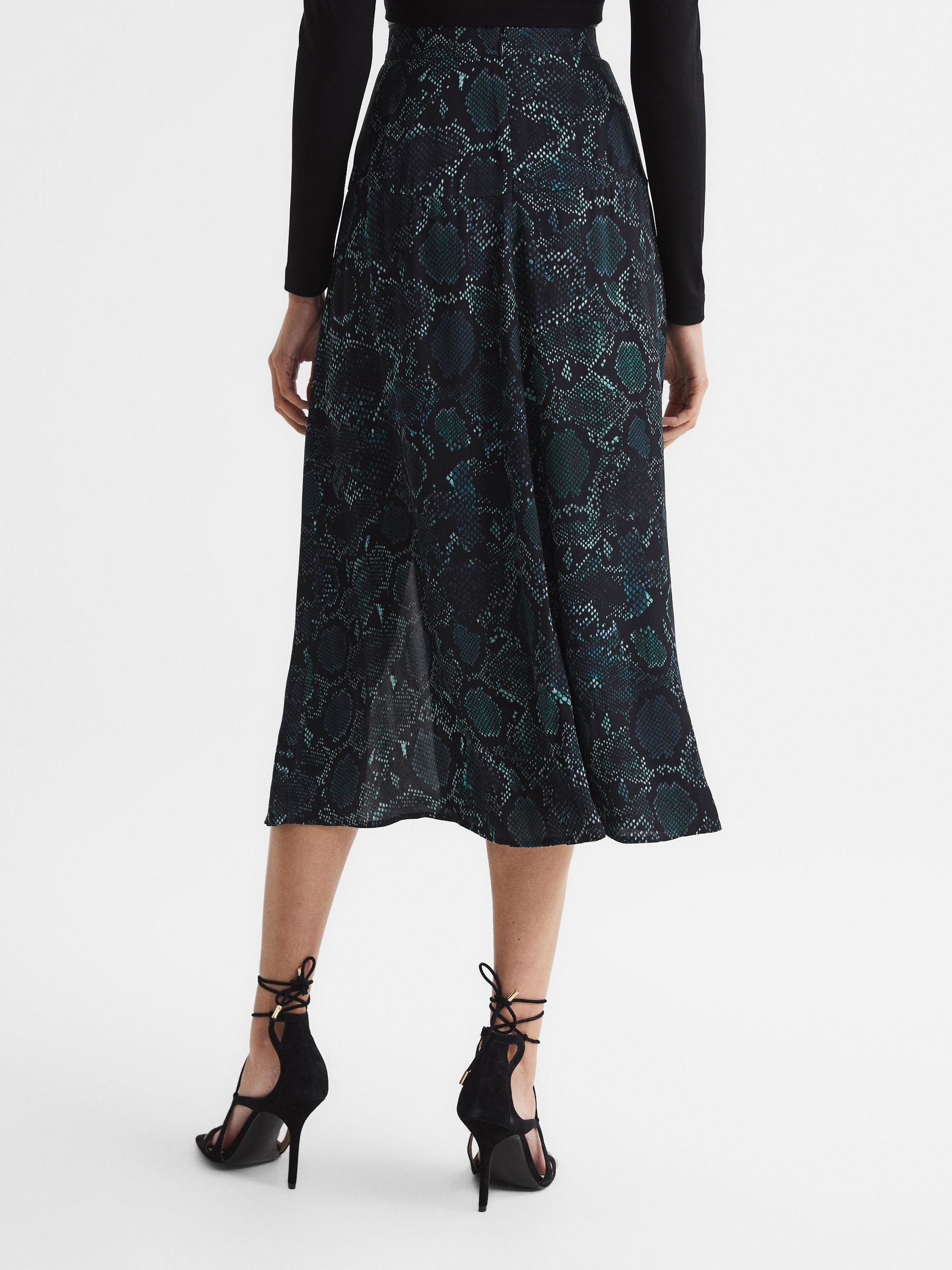 Printed Slip Skirt in Teal - Image 5 of 6