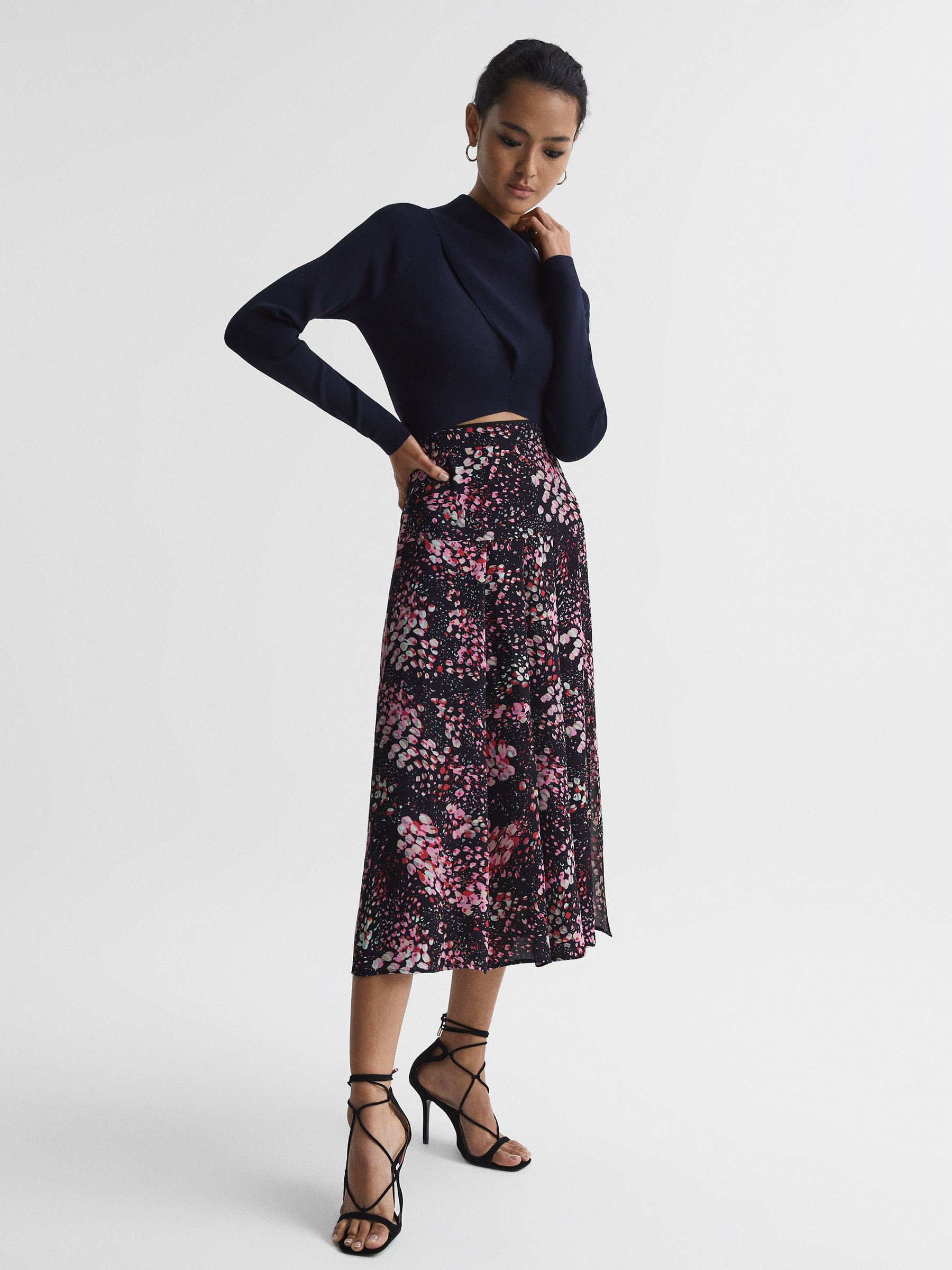 Printed Slip Skirt in Black - Image 3 of 6