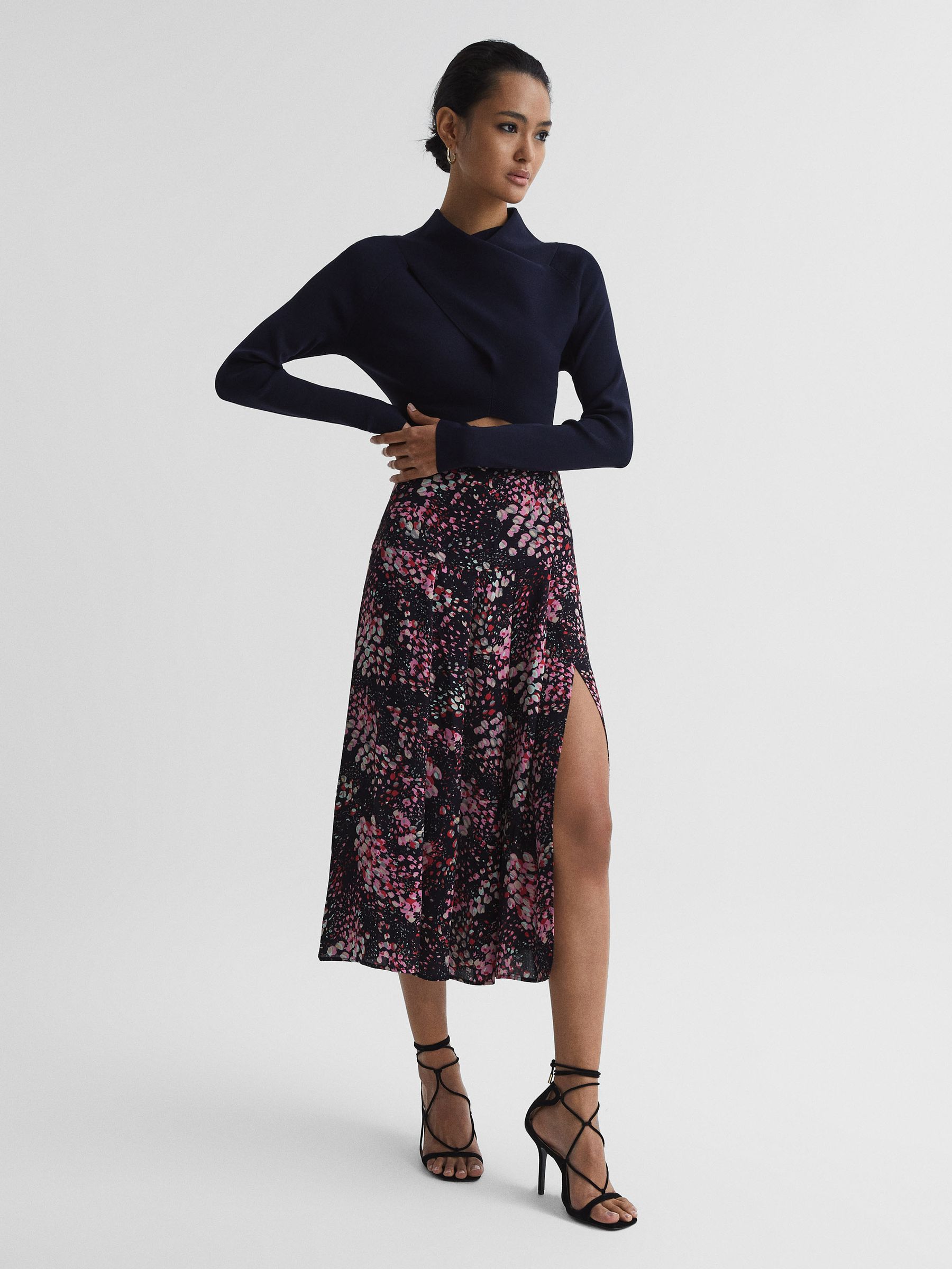 Printed Slip Skirt in Black - Image 6 of 6