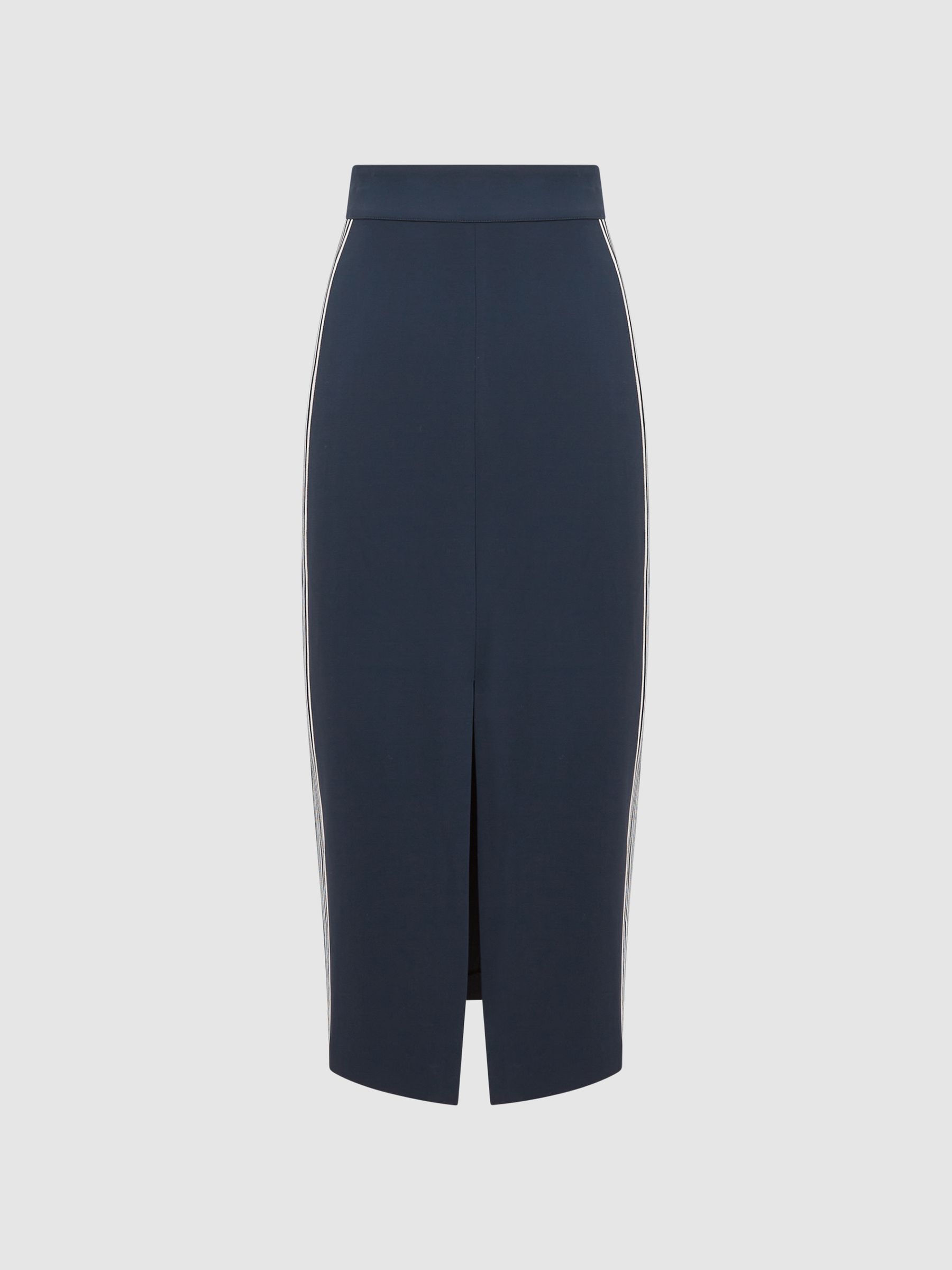 High Rise Midi Pencil Skirt in Navy - Image 2 of 6
