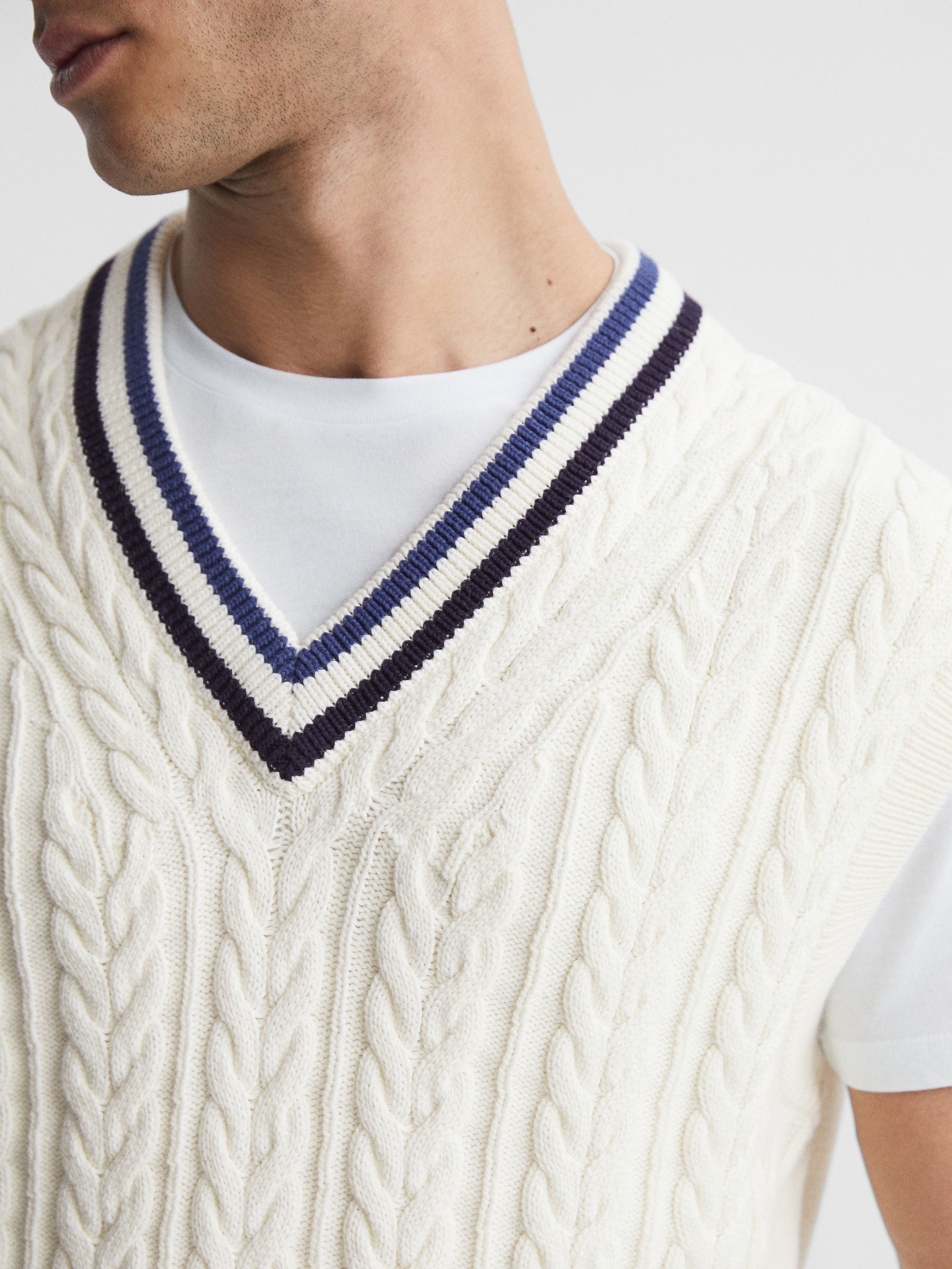 Sleeveless Cable Knit Vest in Ecru - Image 4 of 6