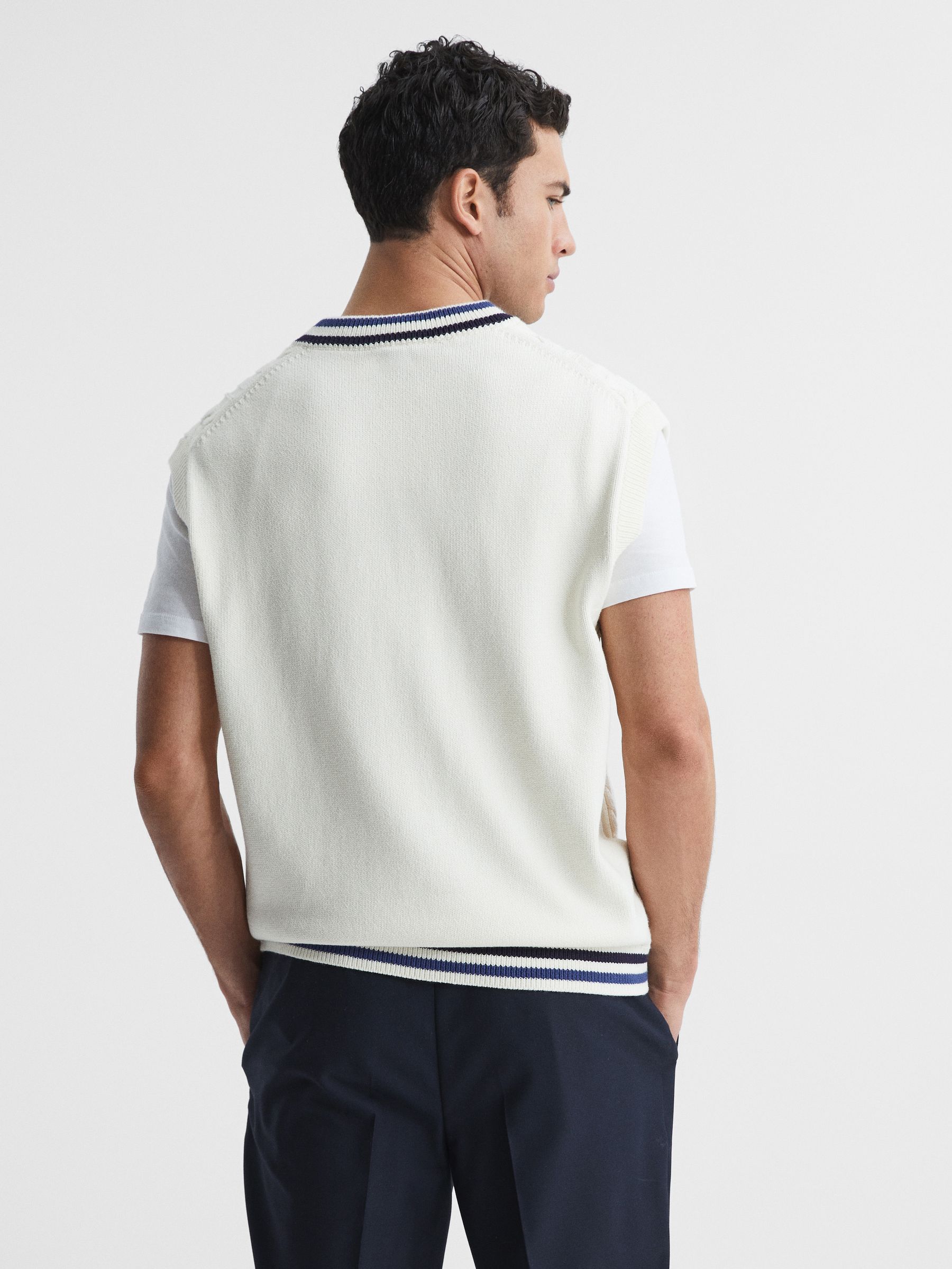 Sleeveless Cable Knit Vest in Ecru - Image 5 of 6