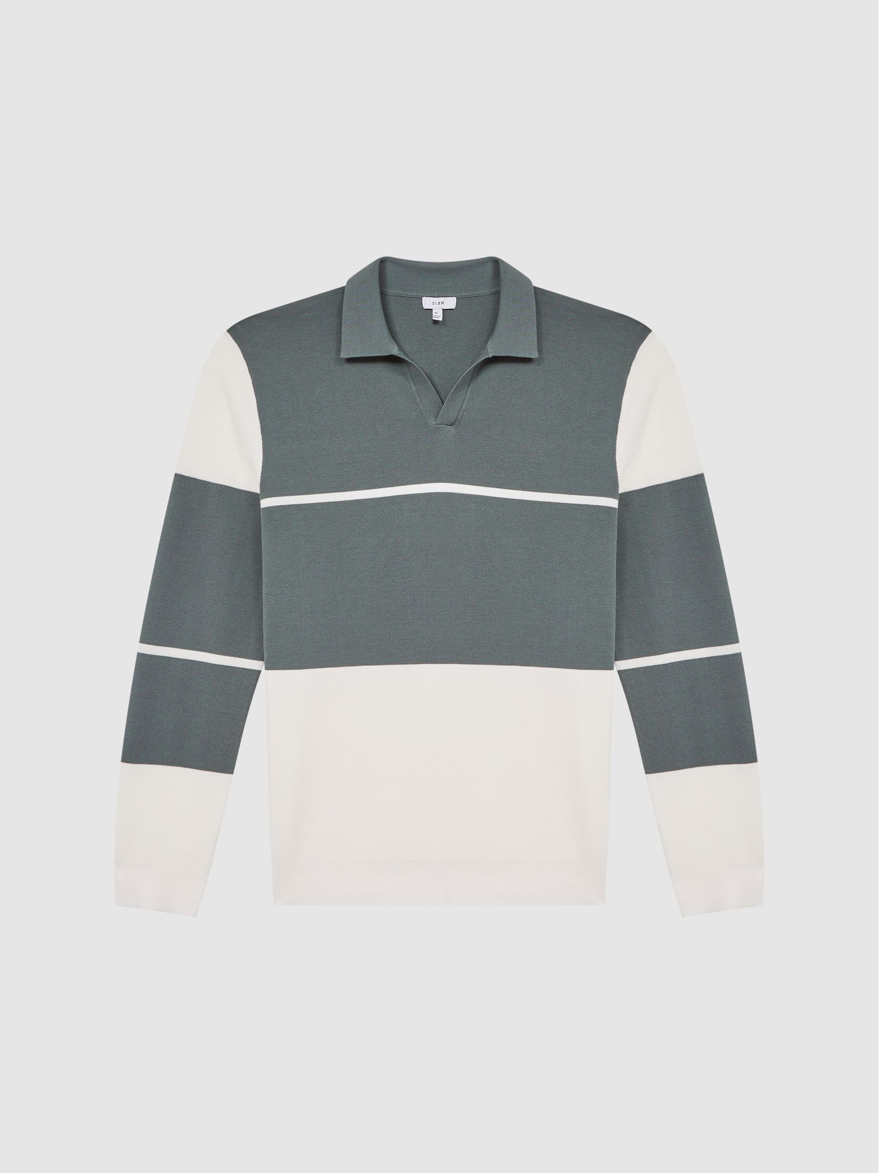 Chemise coupe slim color block à col ouvert en sauge foncé/blanc - Image 2 de 7