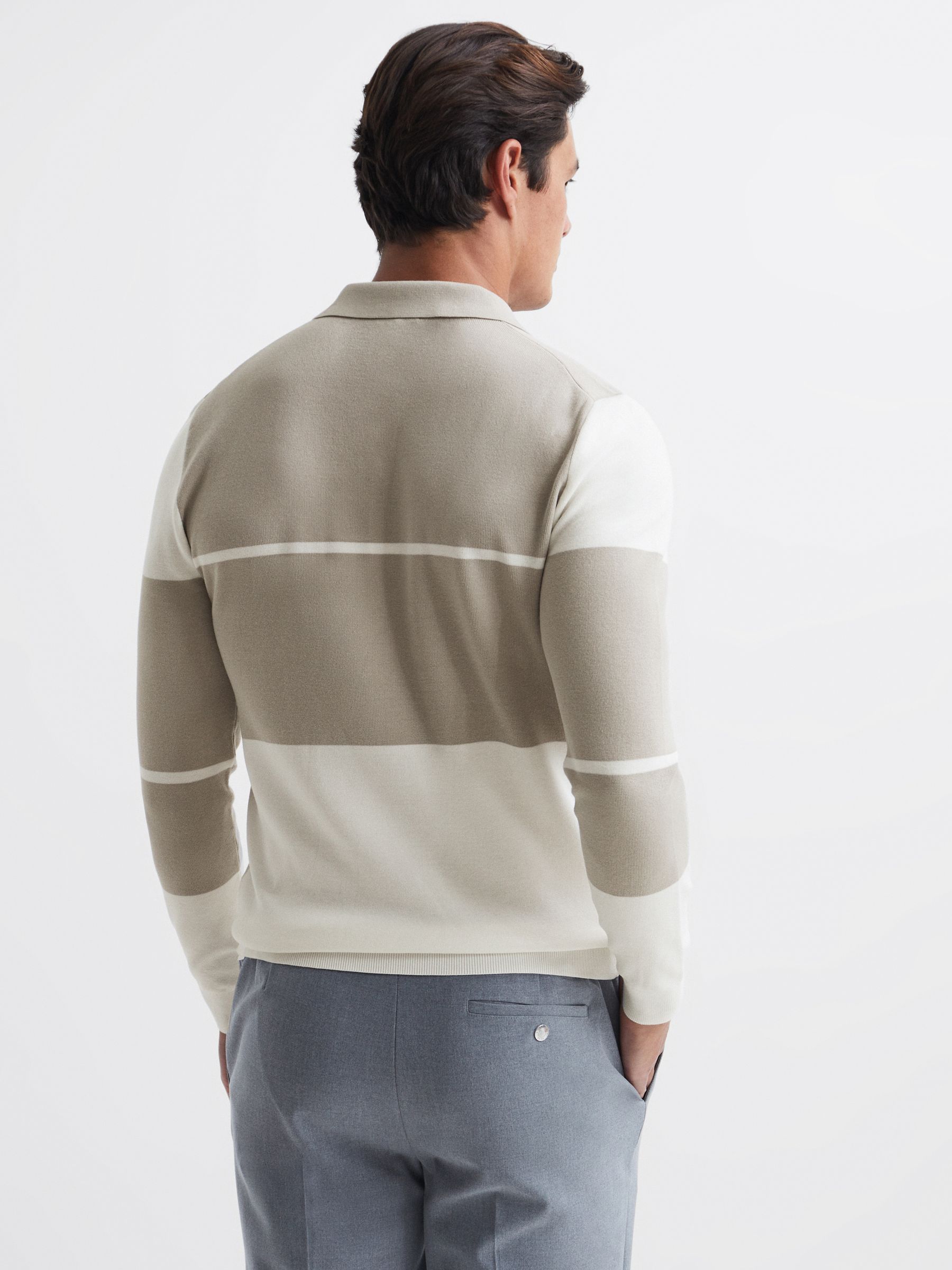 Chemise coupe slim color block à col ouvert en gris doux/blanc - Image 5 de 6