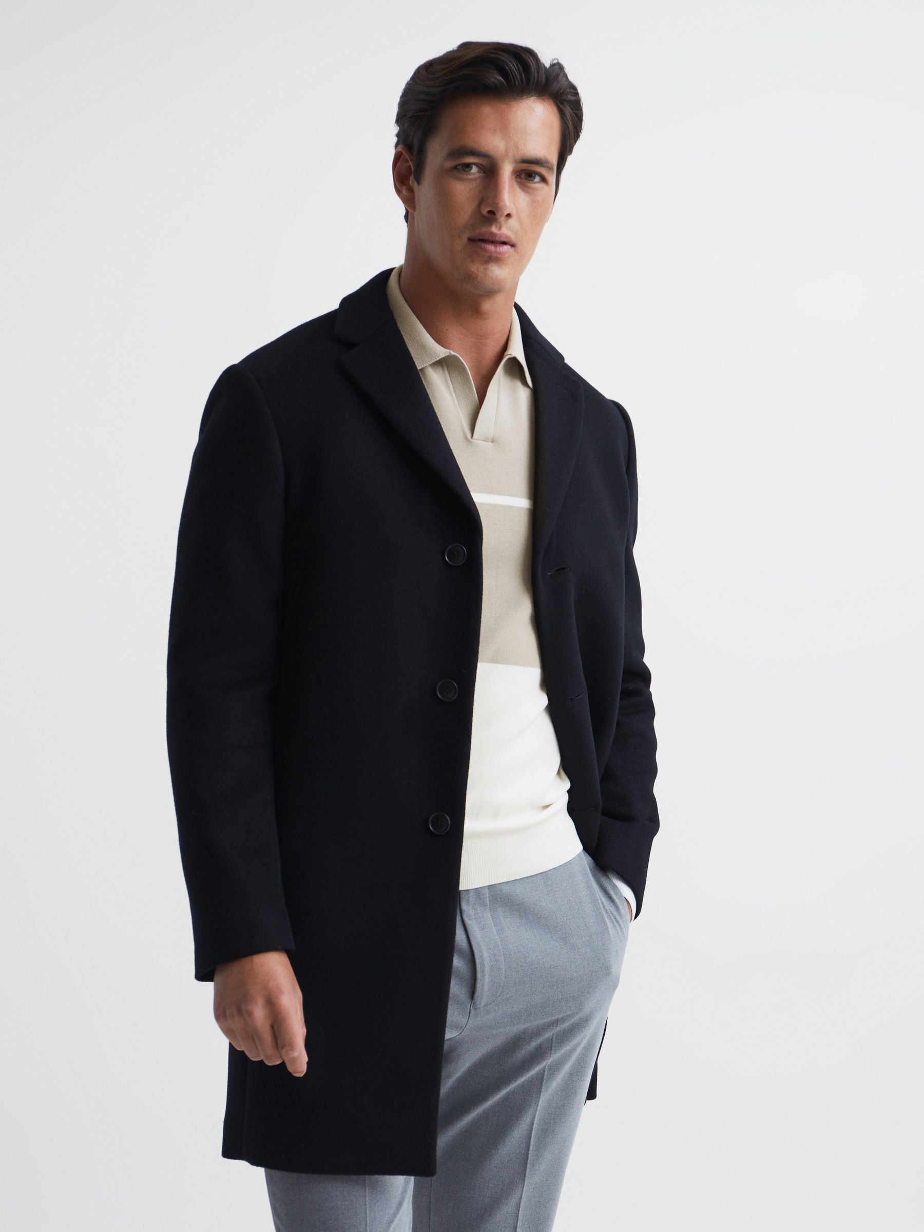 Chemise coupe slim color block à col ouvert en gris doux/blanc - Image 6 de 6