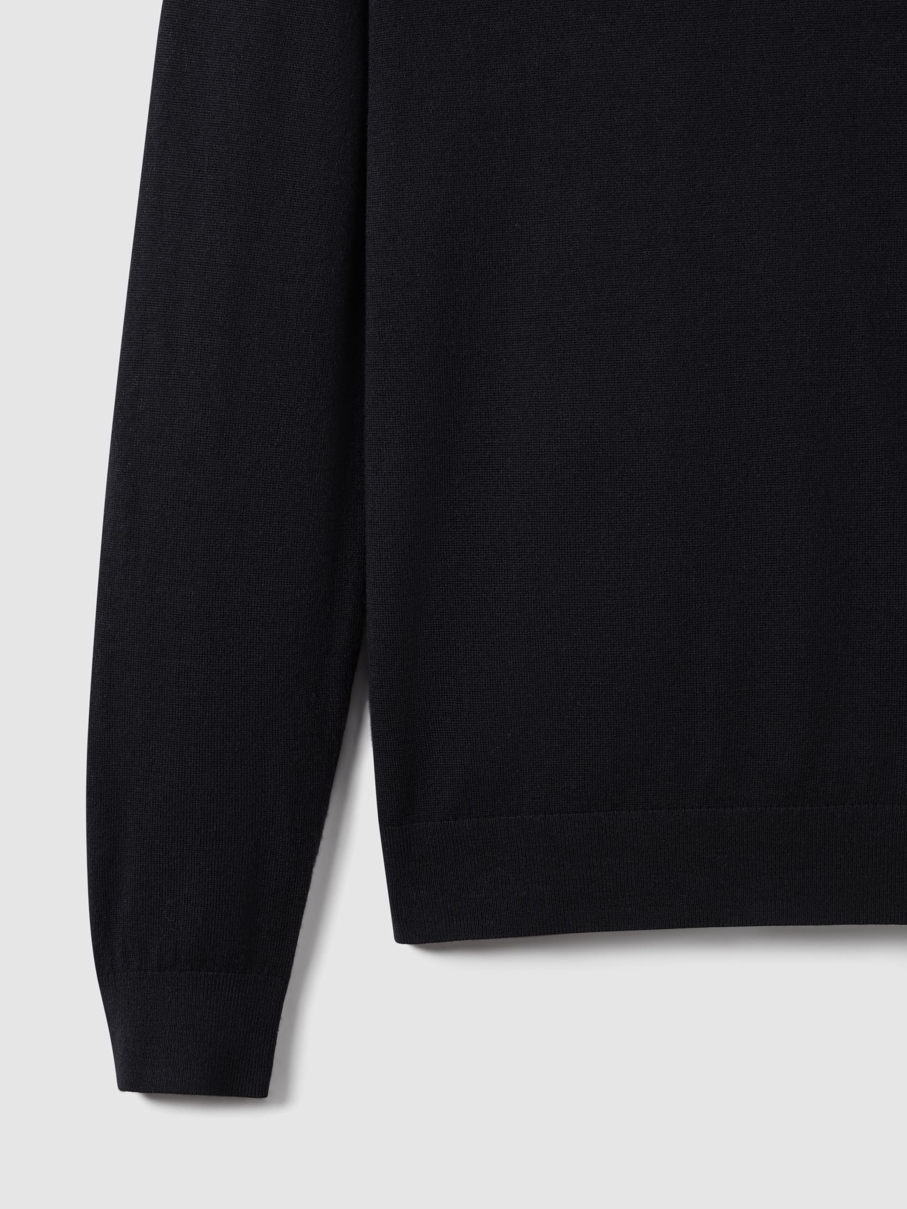 Merino Wool Half-Zip Polo Shirt in Navy - Image 7 of 7