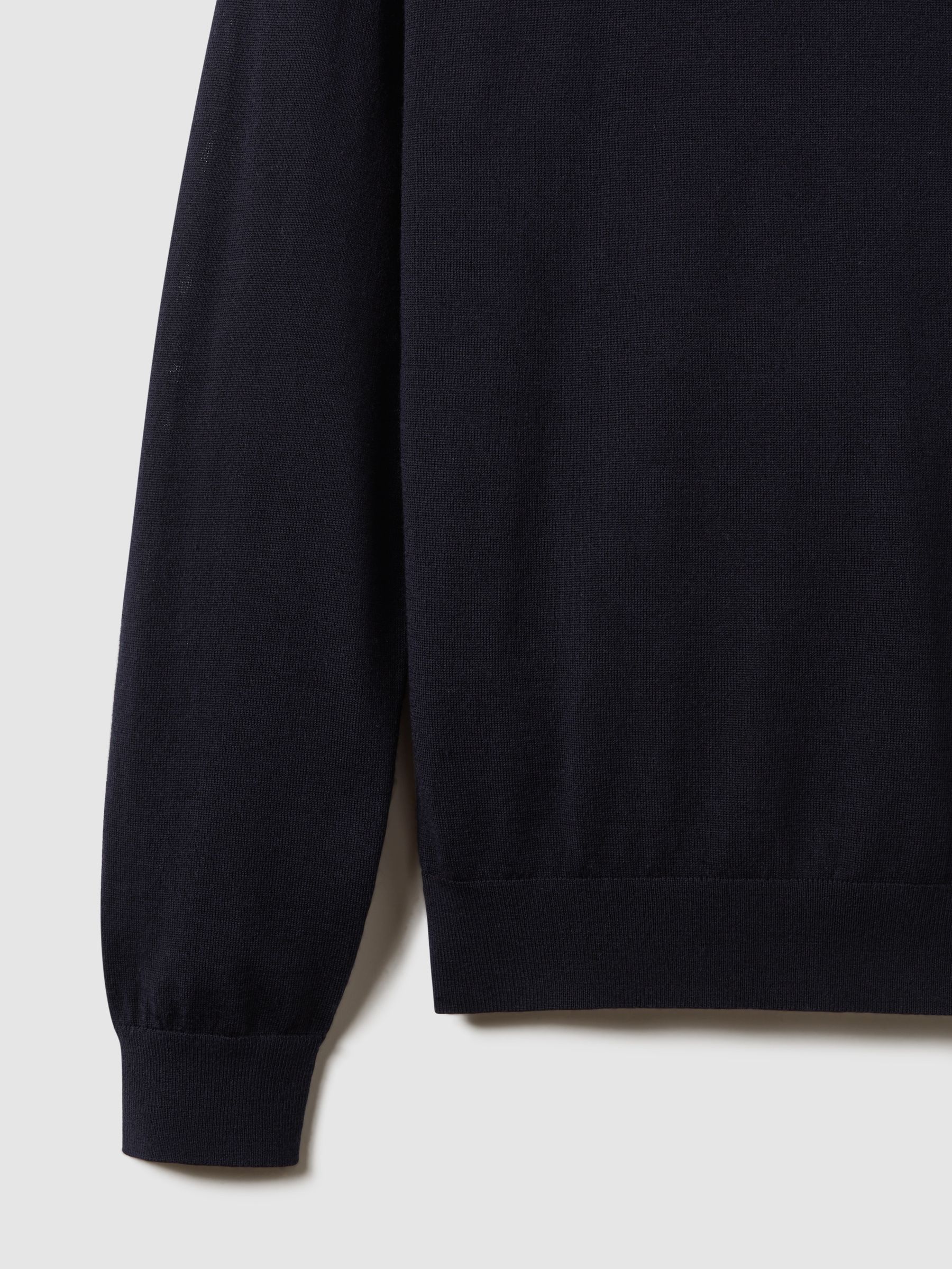 Merino Wool V-Neck Jumper in Navy - Image 6 of 6