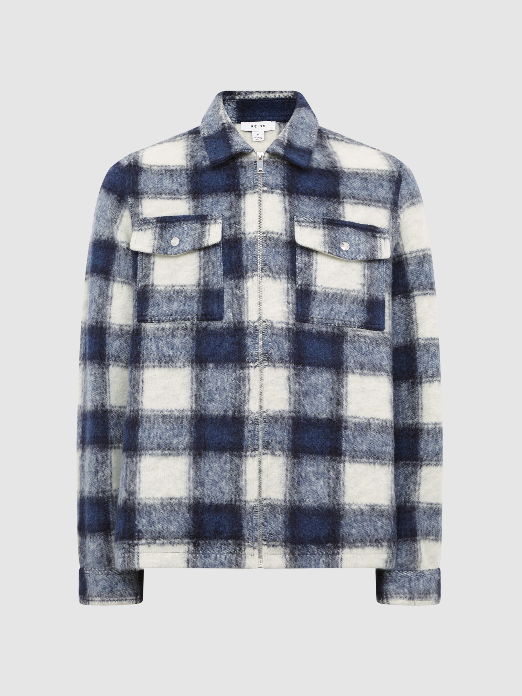 Check Zip Overshirt in Blue - Image 2 of 5