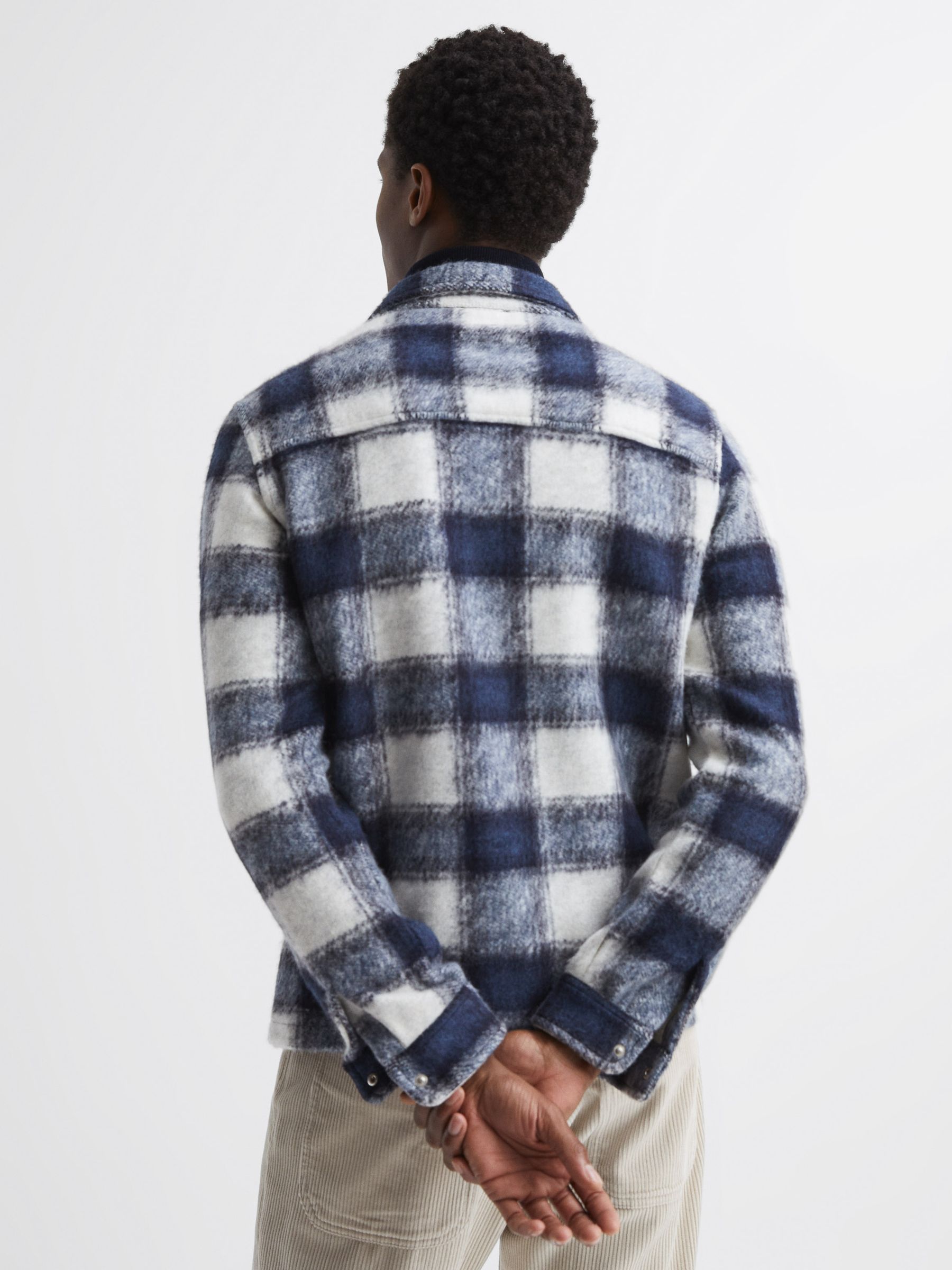 Check Zip Overshirt in Blue - Image 5 of 5